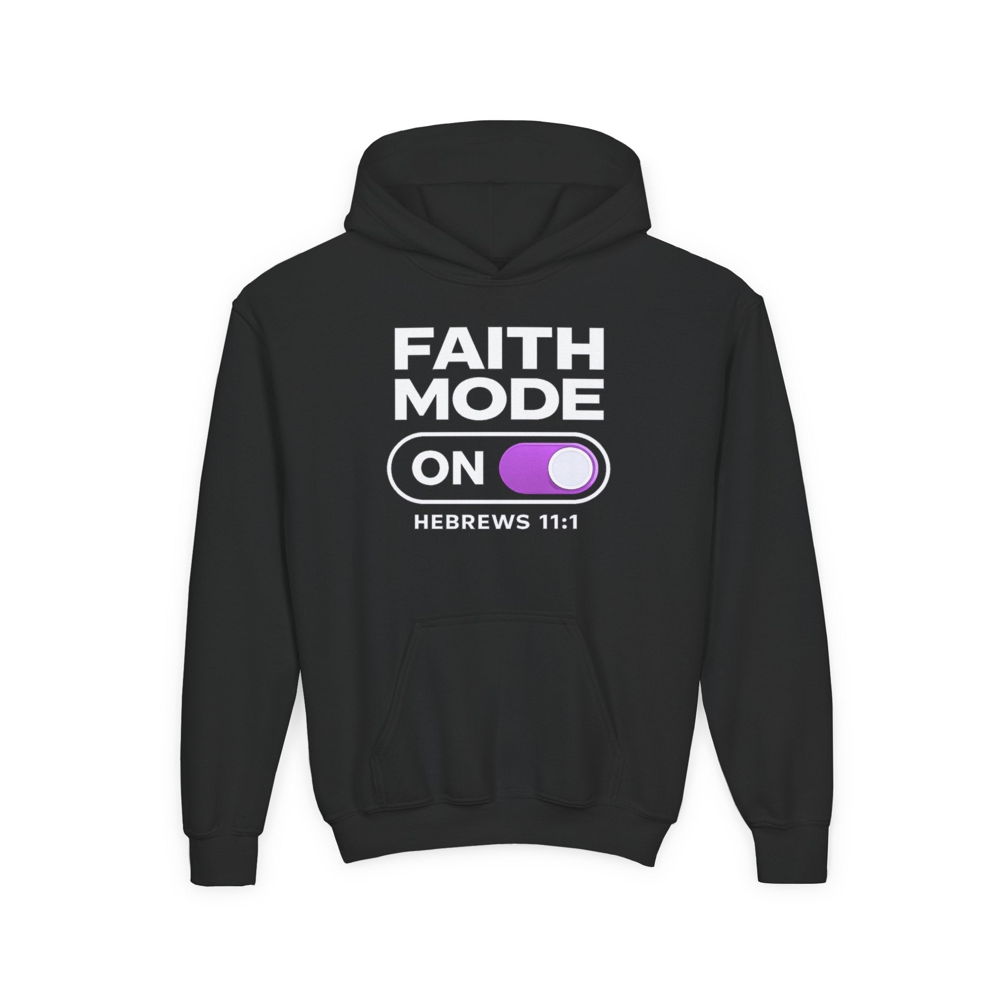 Faith Mode Hoodie - "Faith Mode On" Youth Christian Pullover (Hebrews 11:1)