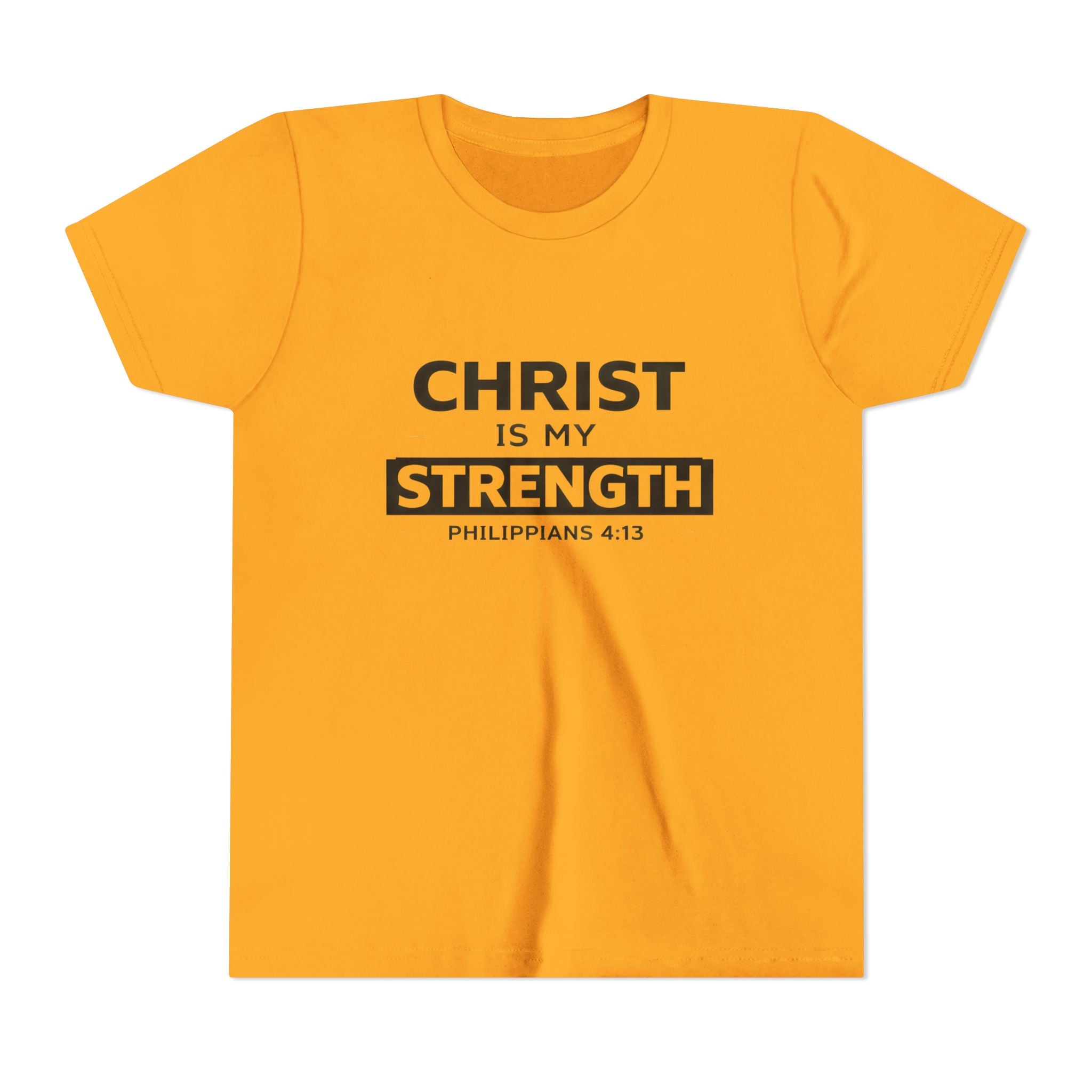 Boys Youth Tee - "Christ Is My Strength" Philippians 4:13 Christian Kids Shirt
