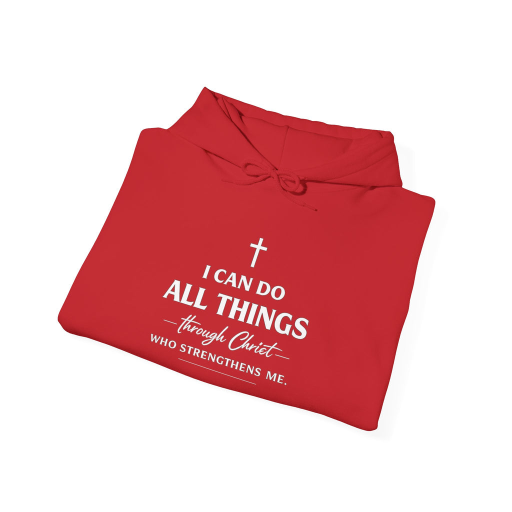 Mens Faith Hoodie – "I Can Do All Things Through Christ" Inspirational Christian Pullover