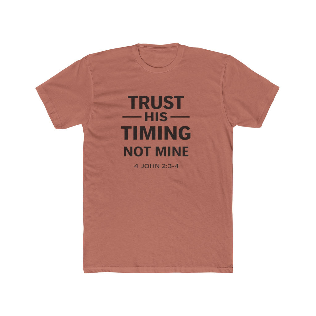 Mens "Trust His Timing Not Mine" Christian T‑Shirt
