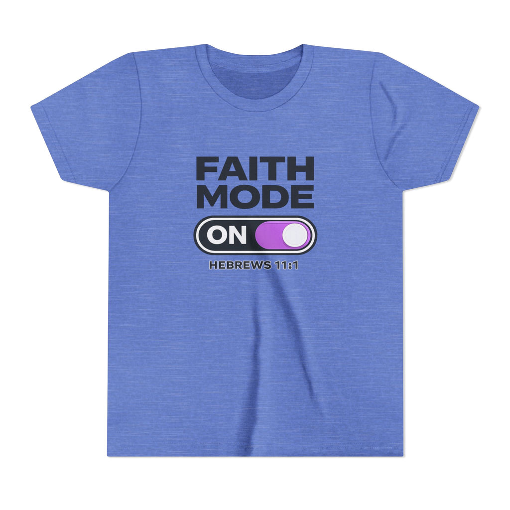 Faith Mode On Youth Tee — Hebrews 11:1 Christian Kids Shirt