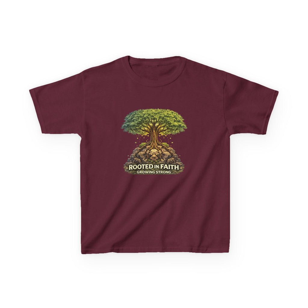 Kids Tee — 'Rooted in Faith' Tree Graphic