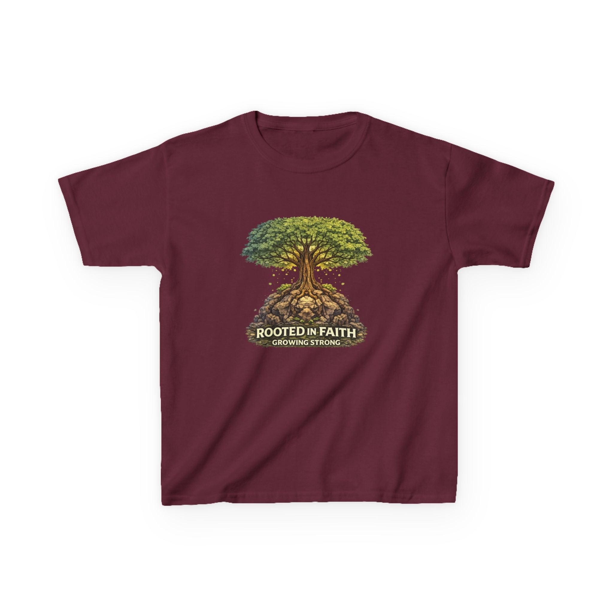 Kids Tee — 'Rooted in Faith' Tree Graphic