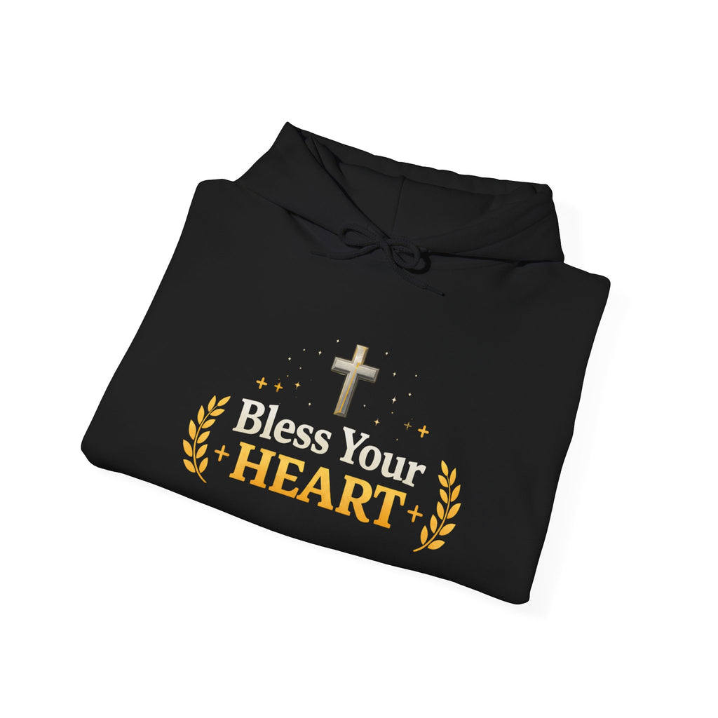 Womens Bless Your Heart Hoodie  Christian Cross Faith Pullover