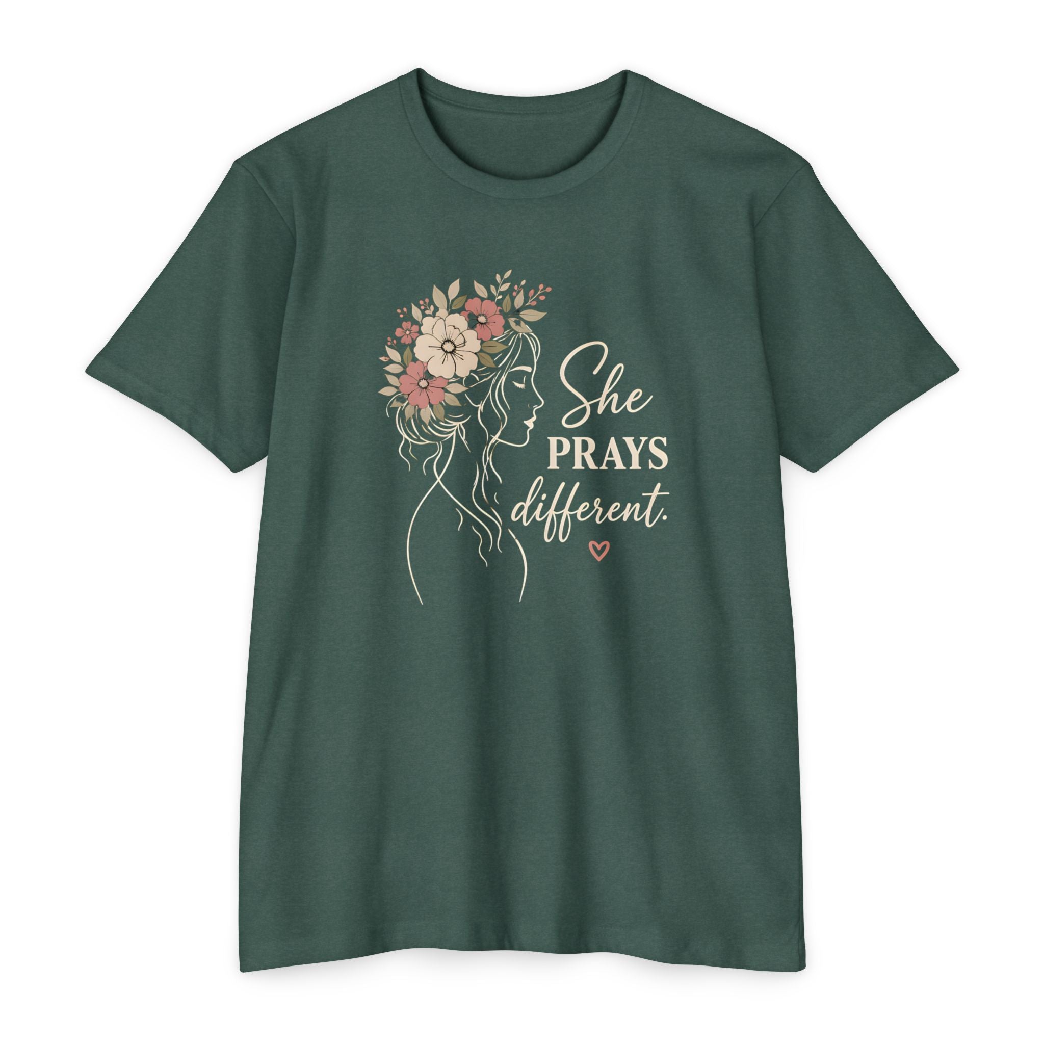 "She Prays Different" Floral Faith Tee