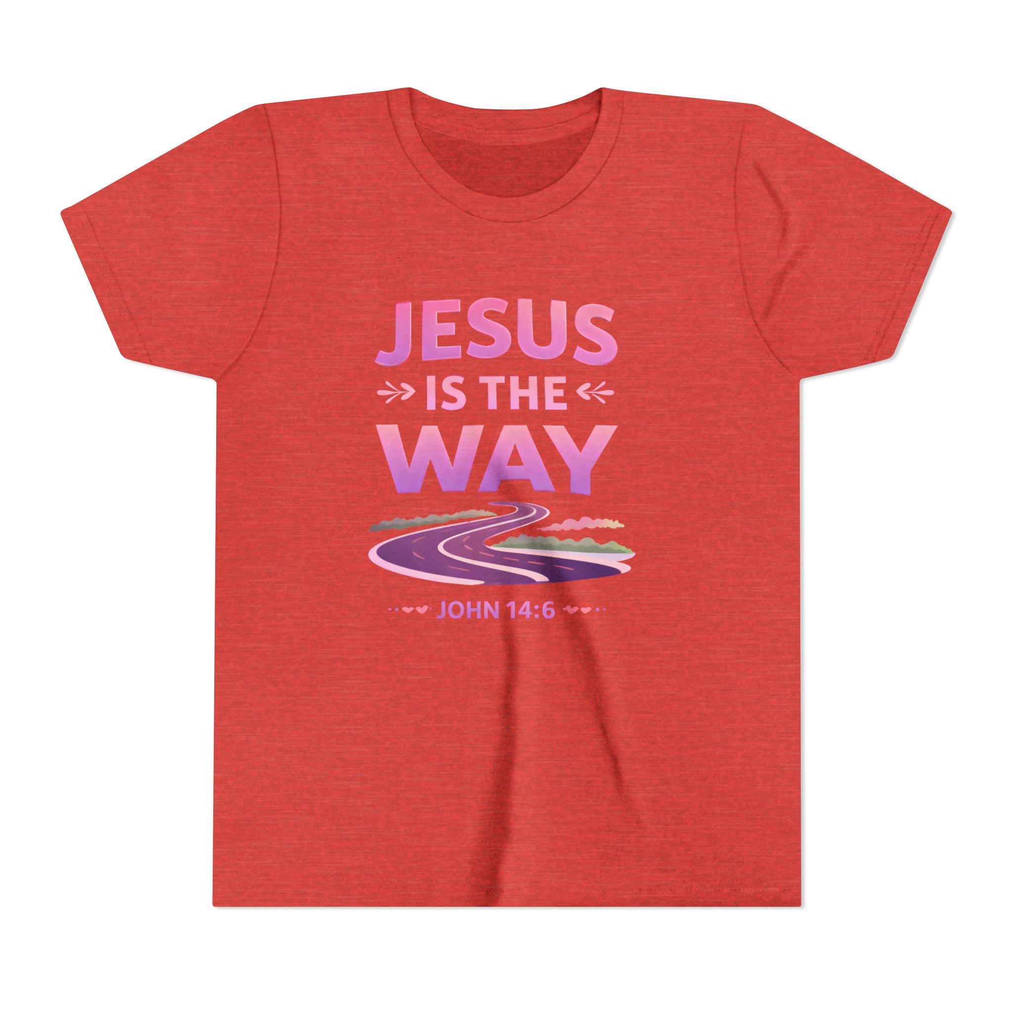 Girls Youth Tee — "Jesus Is The Way" Christian Kids T-Shirt (John 14:6)