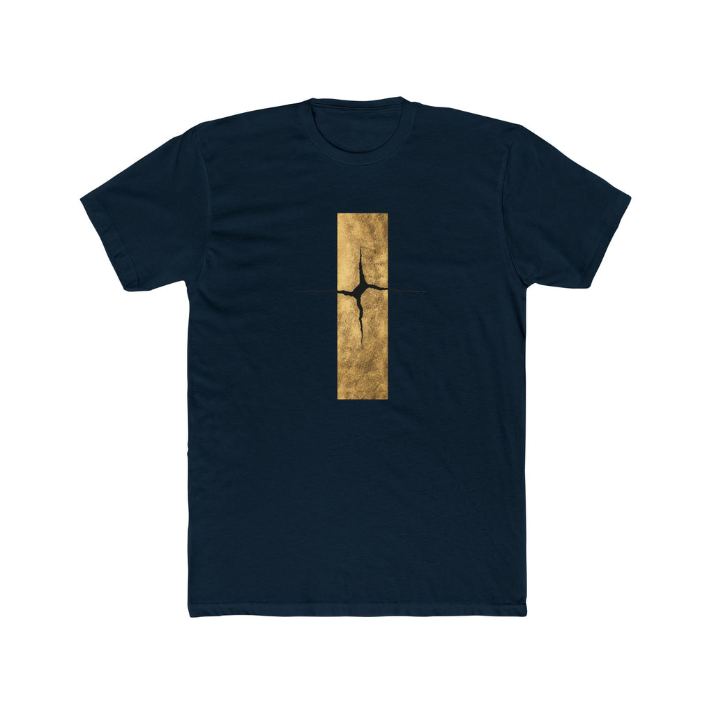 Cracked Gold Bar Tee | Minimal Abstract Vertical Design