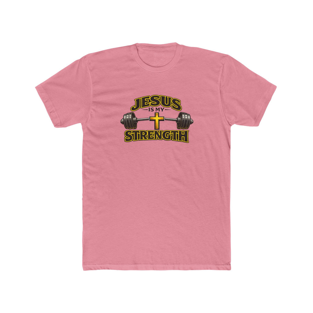 Jesus Is My Strength T-Shirt | Cross & Barbell Christian Faith Workout Tee