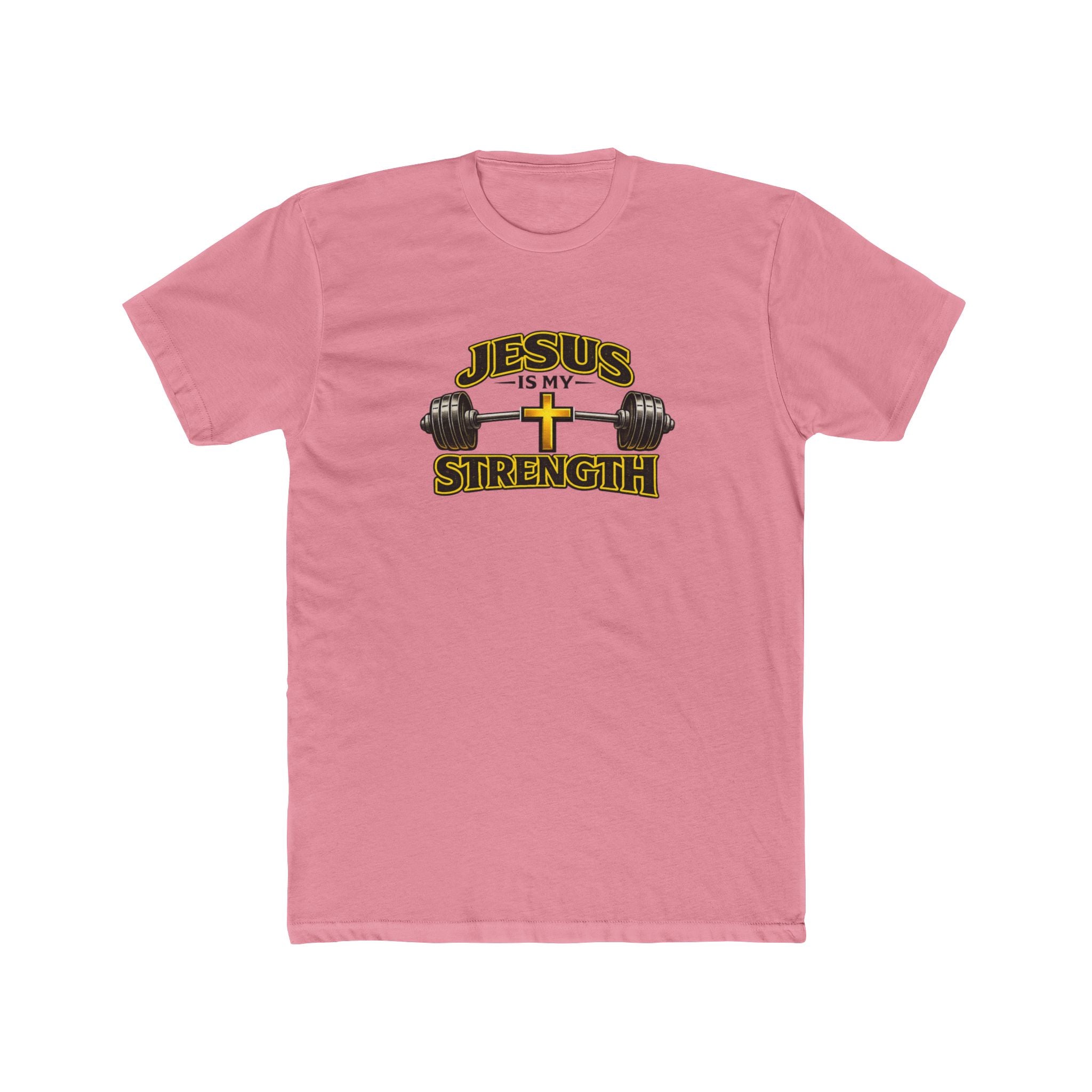 Jesus Is My Strength T-Shirt | Cross & Barbell Christian Faith Workout Tee