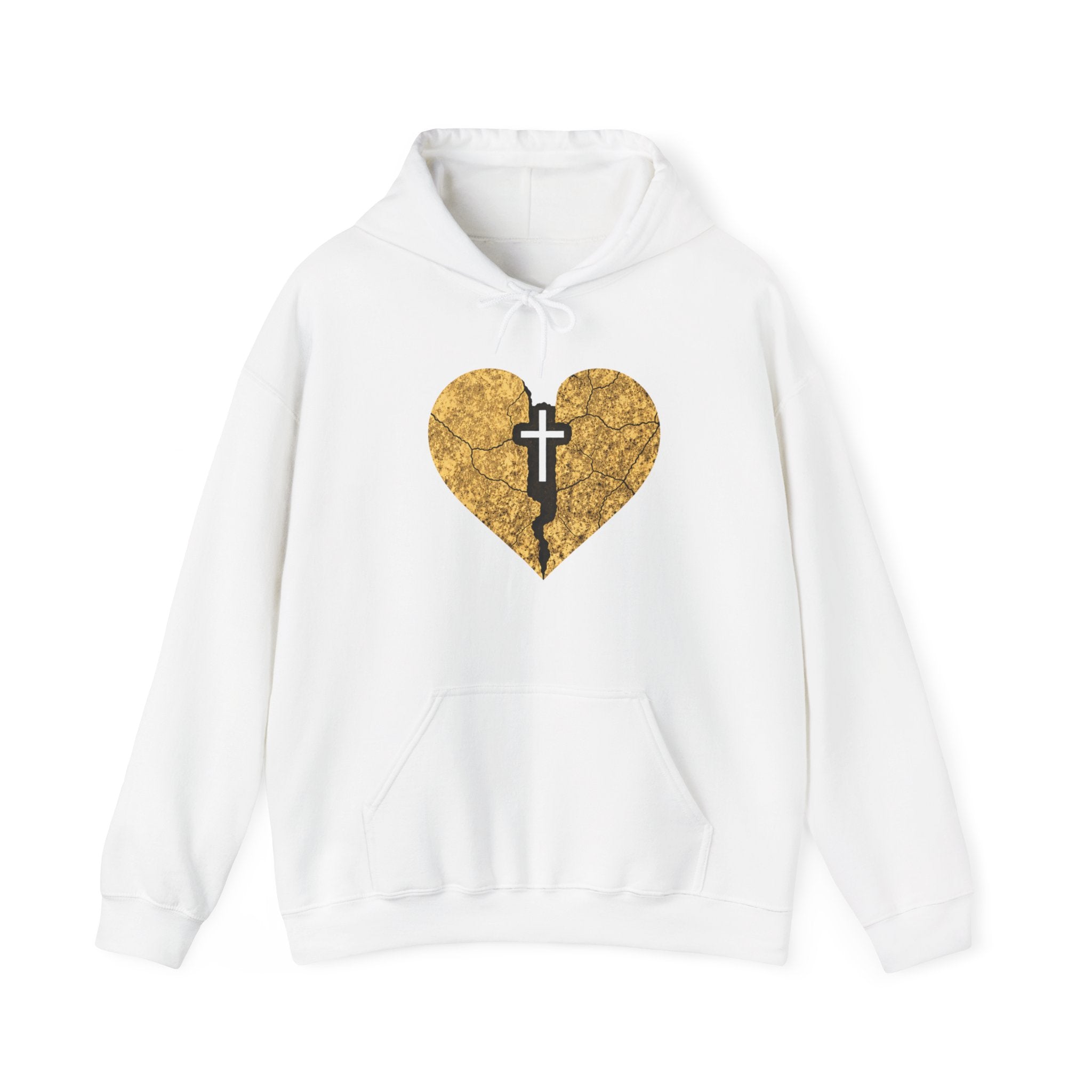 Womens Gold Heart Cross Hoodie — Christian Faith Pullover