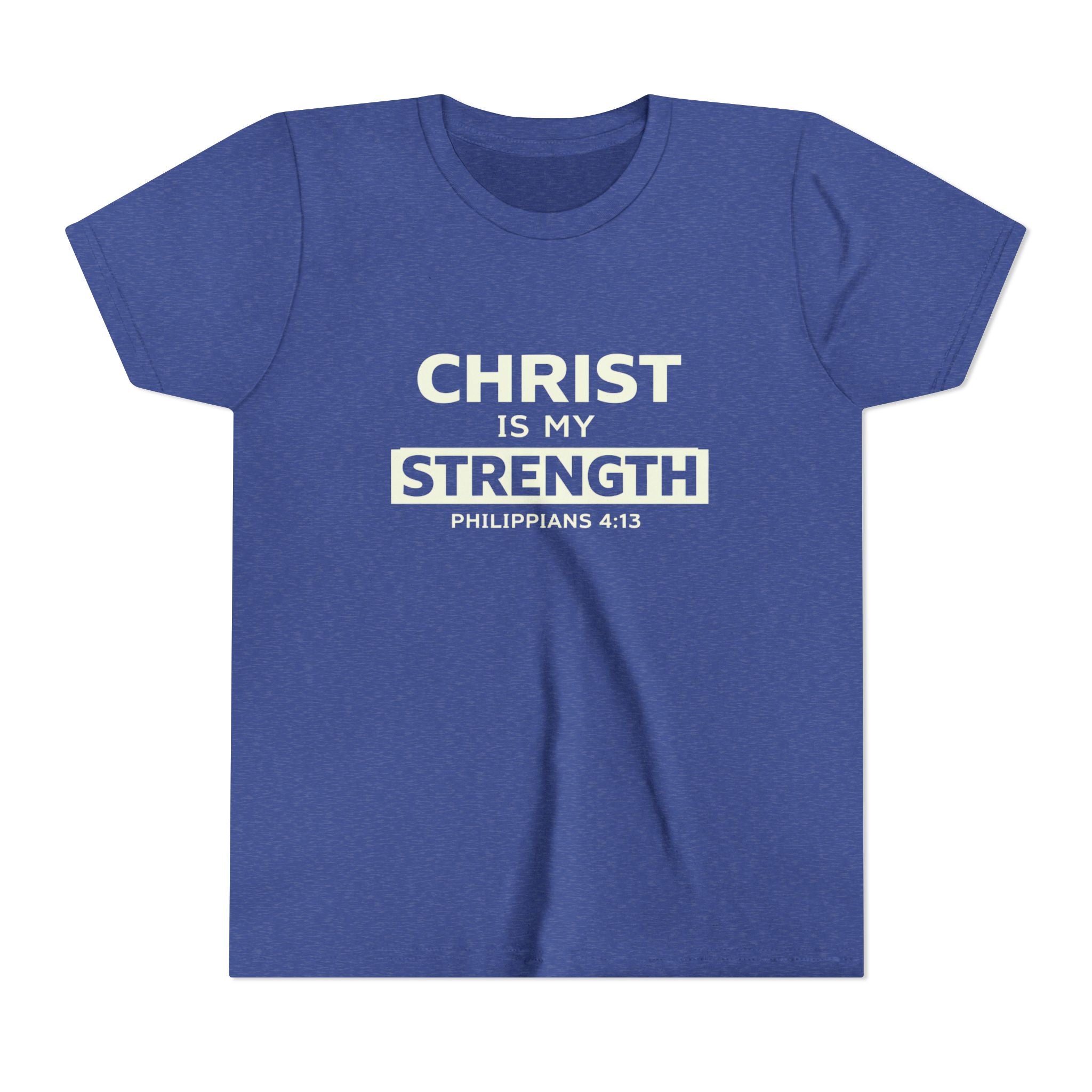 Boys Youth Tee - "Christ Is My Strength" Philippians 4:13 Christian Kids Shirt