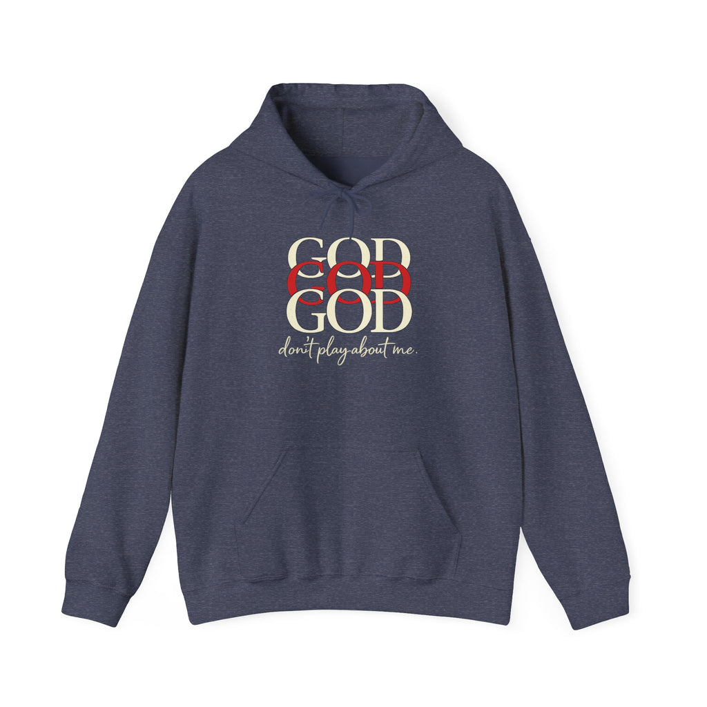 Mens God Repeated Script Hoodie — Faith Inspirational Pullover