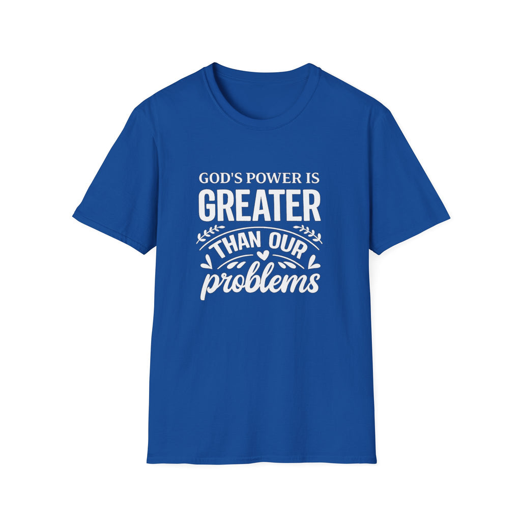Womens Christian Faith T-Shirt — "God's Power Is Greater Than Our Problems" Inspirational Tee