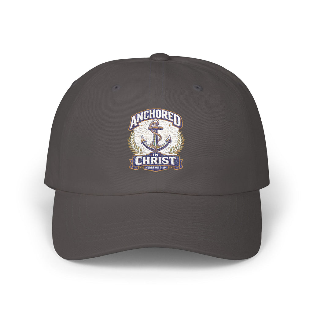 Anchored in Christ Dad Cap — Embroidered Anchor Christian Baseball Hat