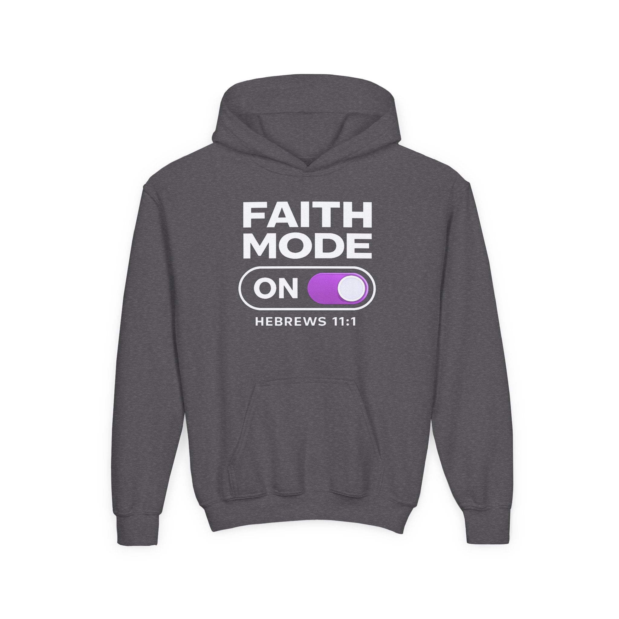 Faith Mode Hoodie - "Faith Mode On" Youth Christian Pullover (Hebrews 11:1)
