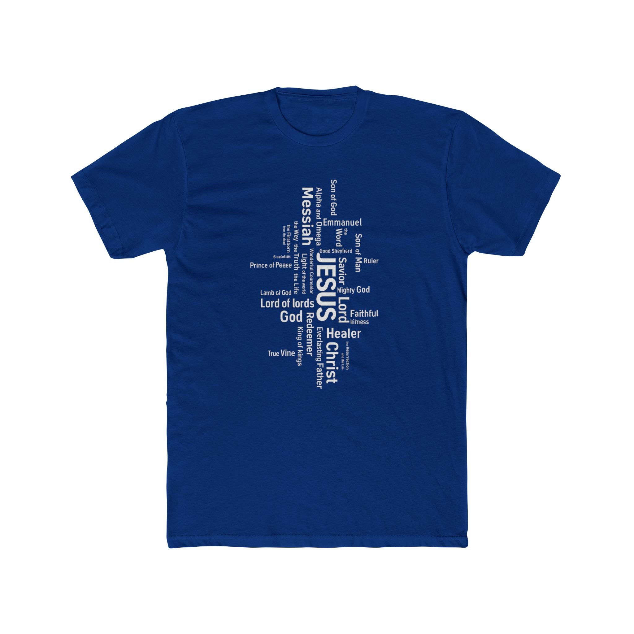 Mens Christian Jesus Word Cloud T-Shirt — Faith-Based Cross Tee