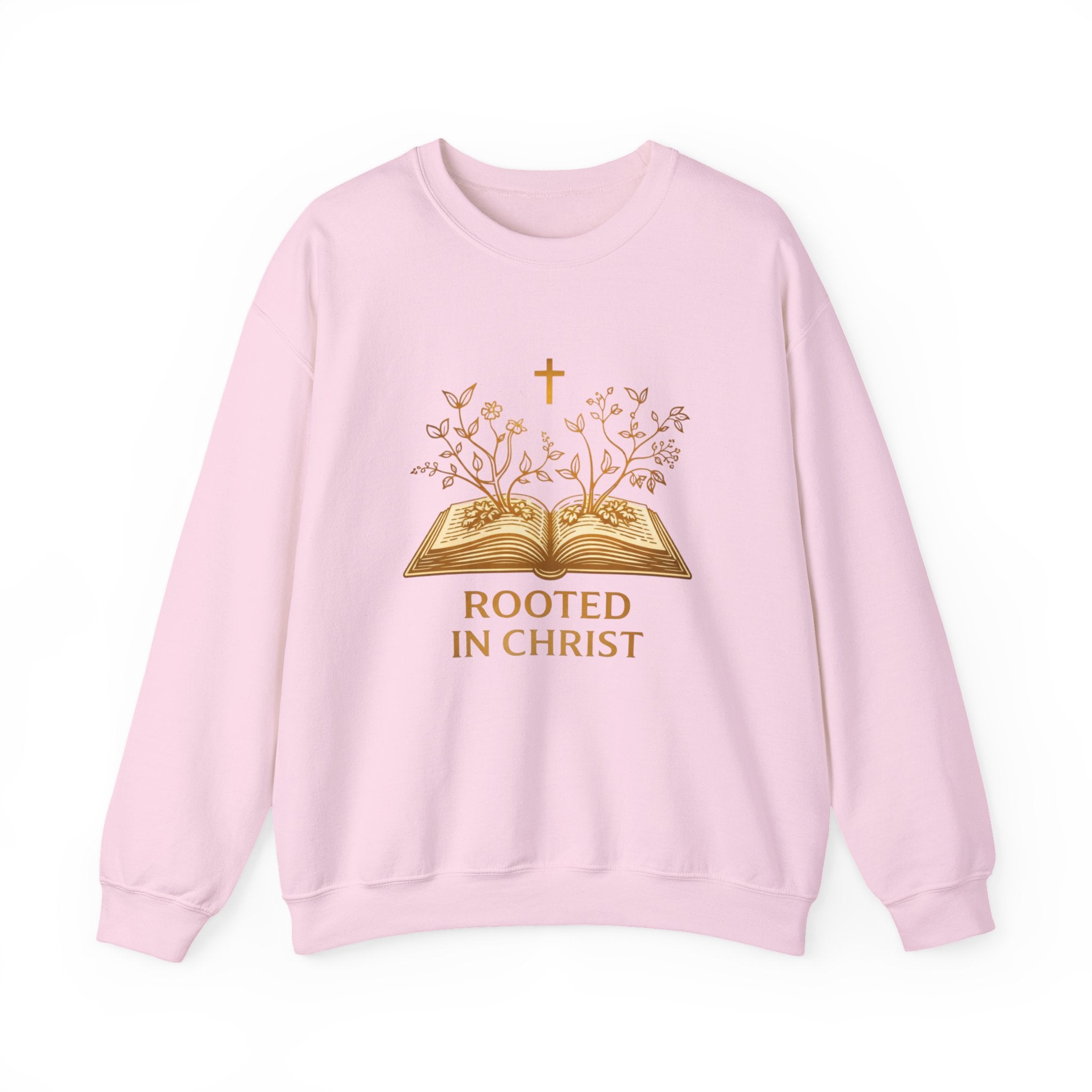 Womens Rooted in Christ Sweatshirt — Christian Faith Bible Graphic Crewneck