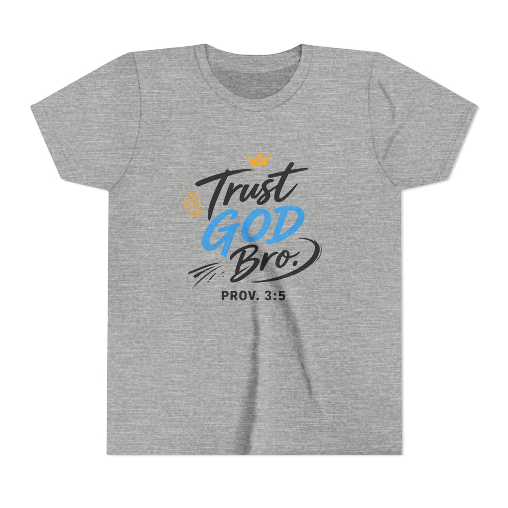 Boys Trust God Bro Youth Tee – Prov. 3:5 Faith Graphic Shirt