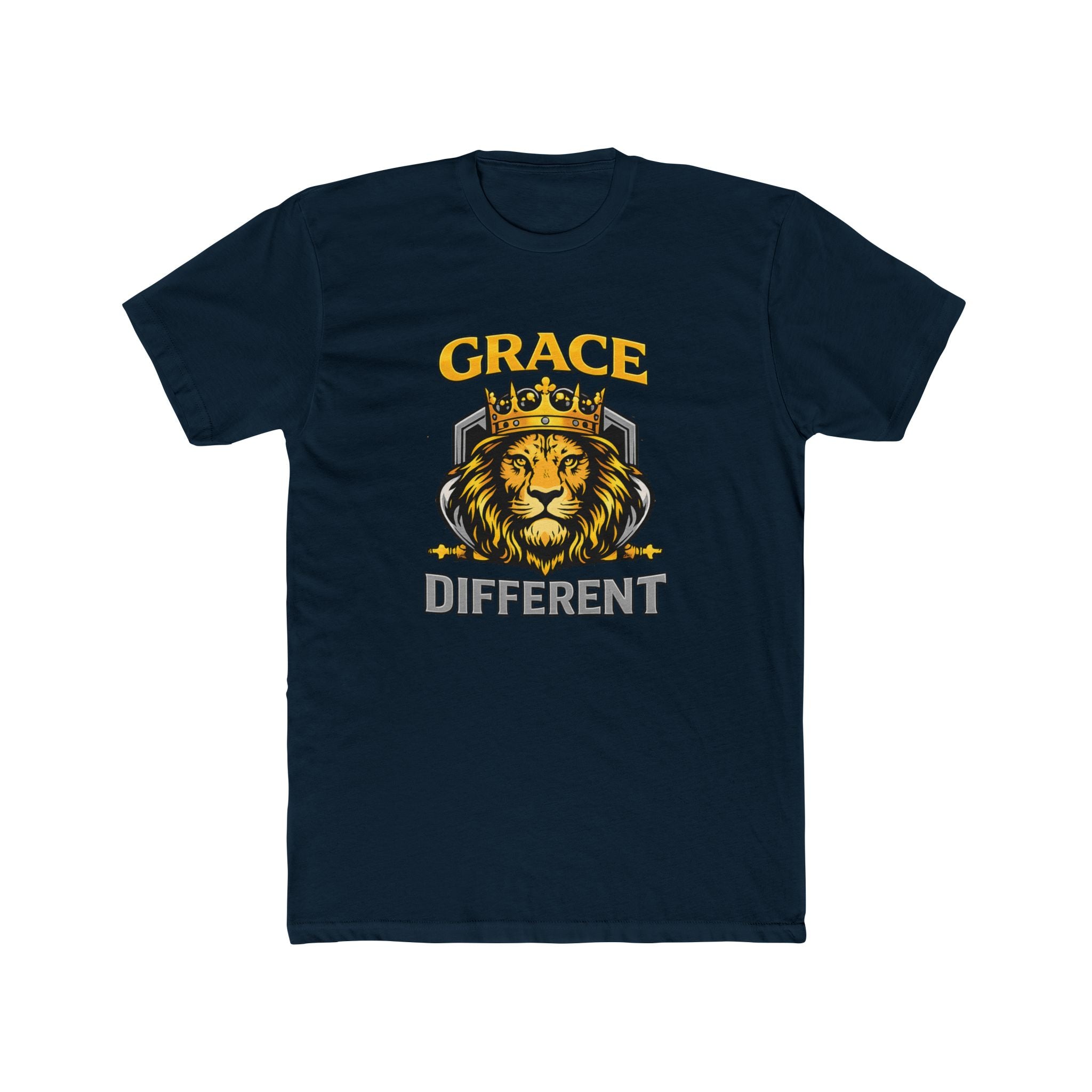 Grace Different Lion Graphic Tee — Crowned Lion Inspirational Christian Shirt