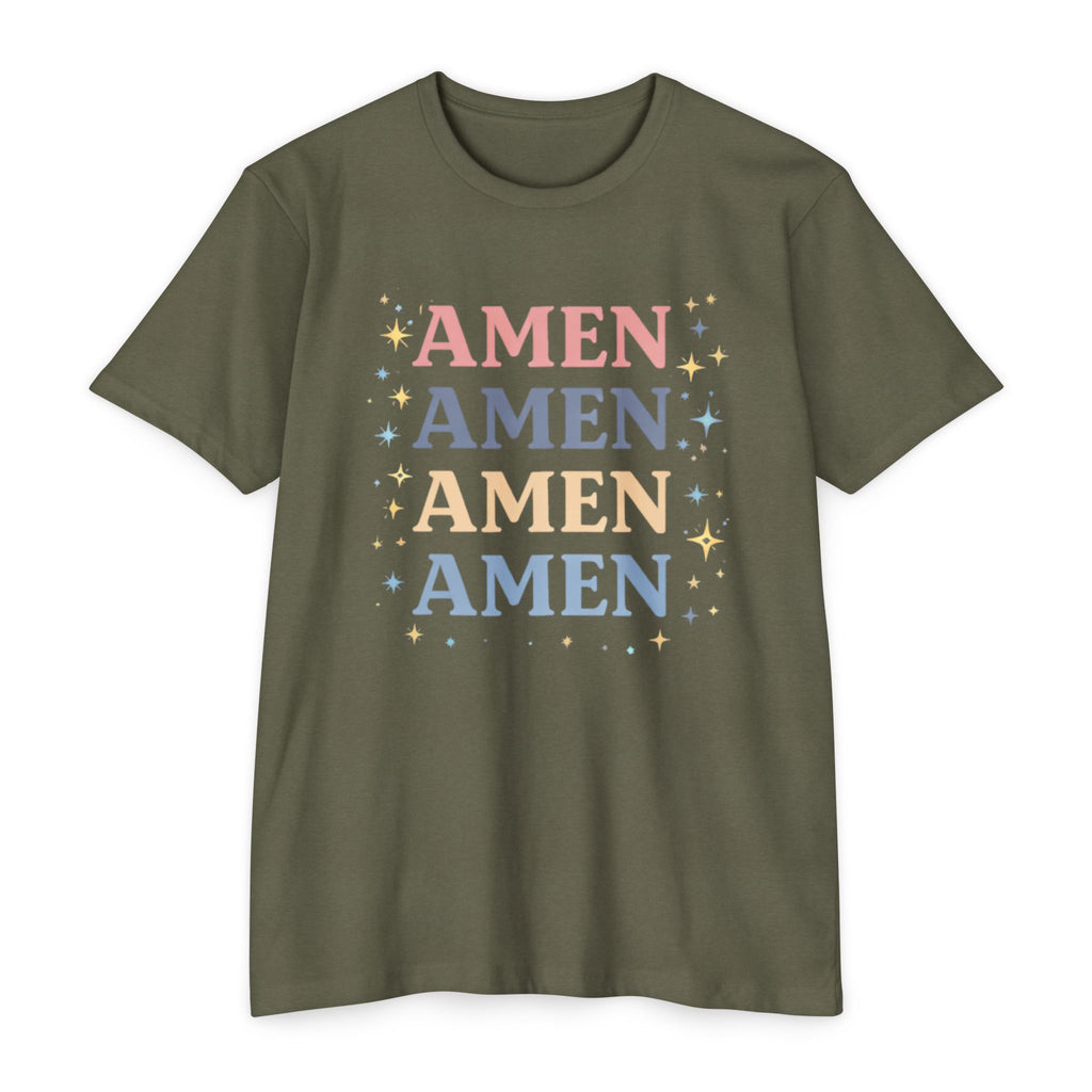 Amen Stack Retro Graphic T-Shirt — Colorful Faith Tee