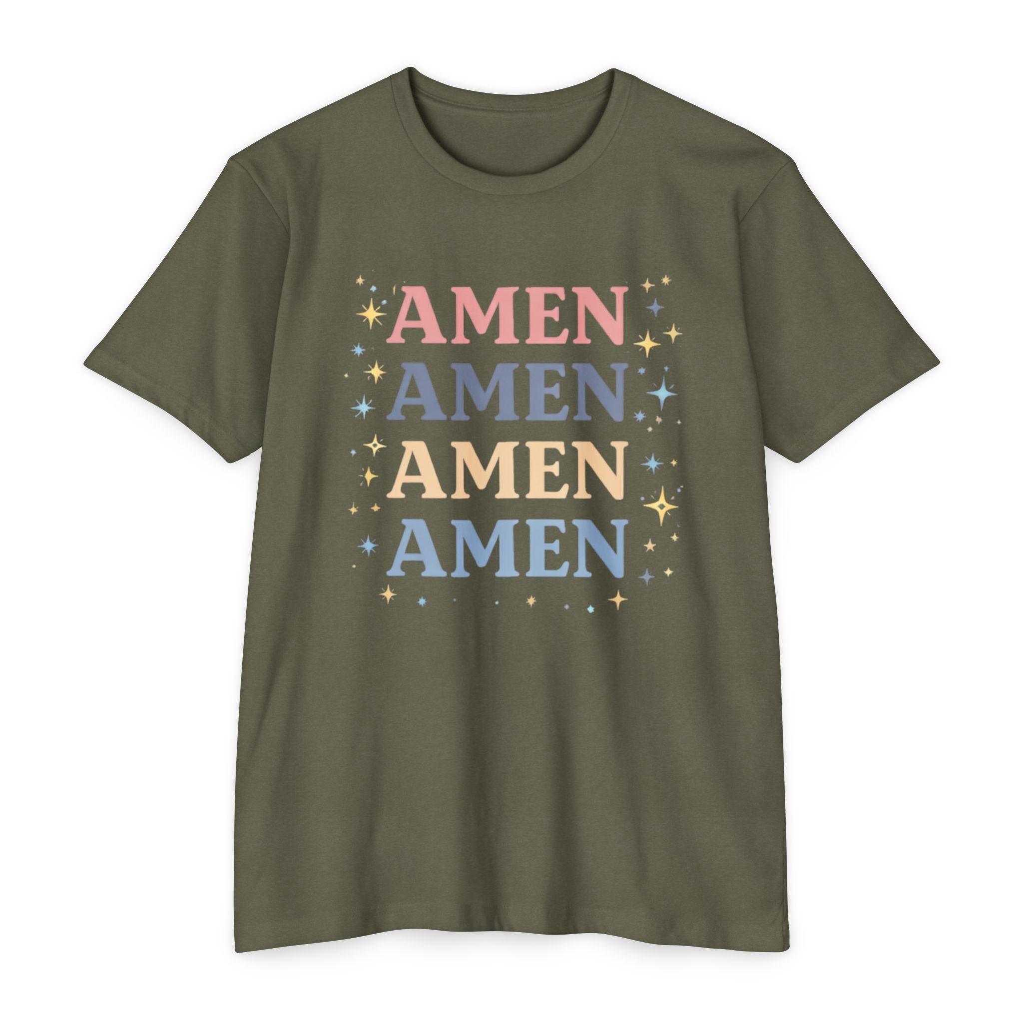 Amen Stack Retro Graphic T-Shirt — Colorful Faith Tee