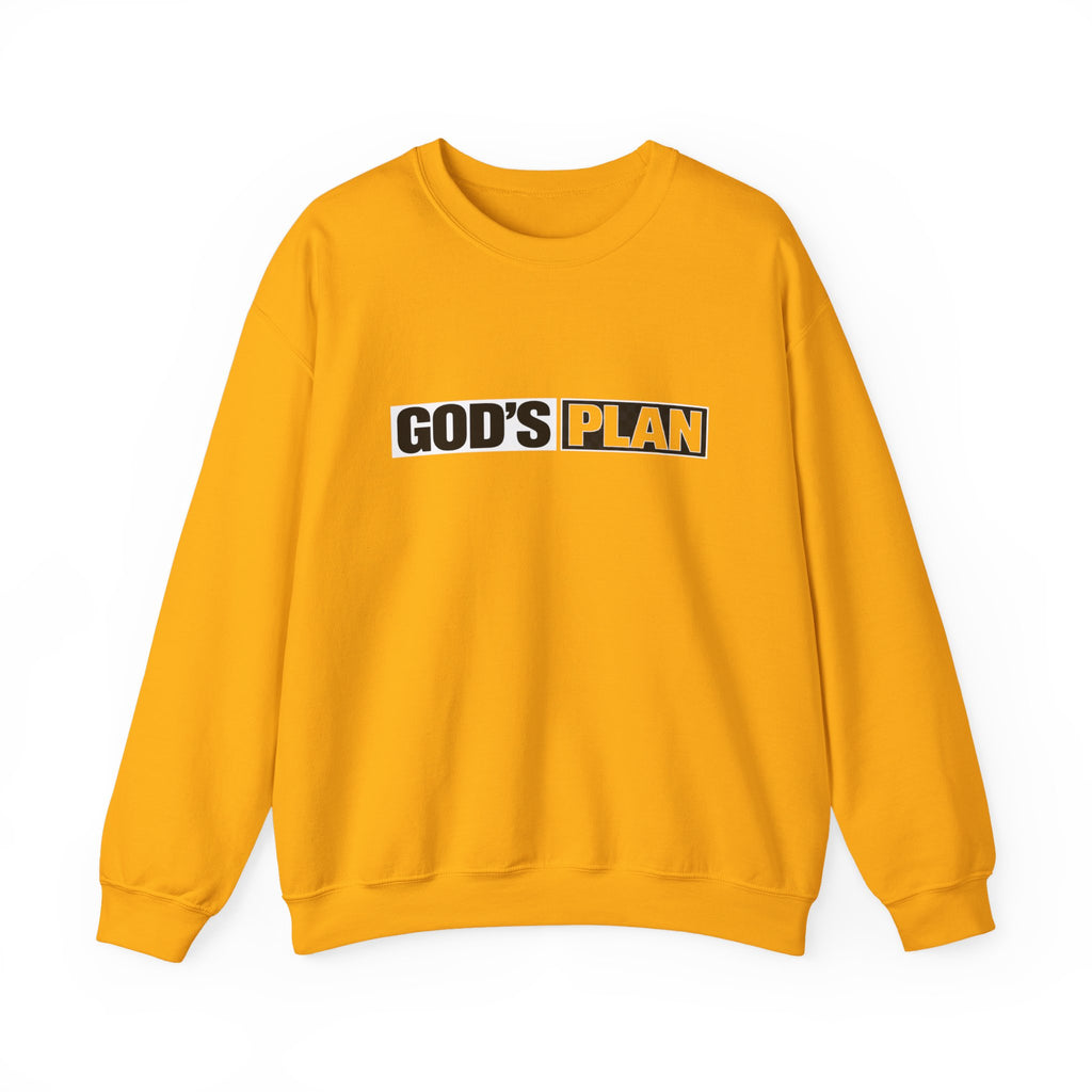 Crewneck Sweatshirt — "GOD'S PLAN" Bold Logo Faith Pullover