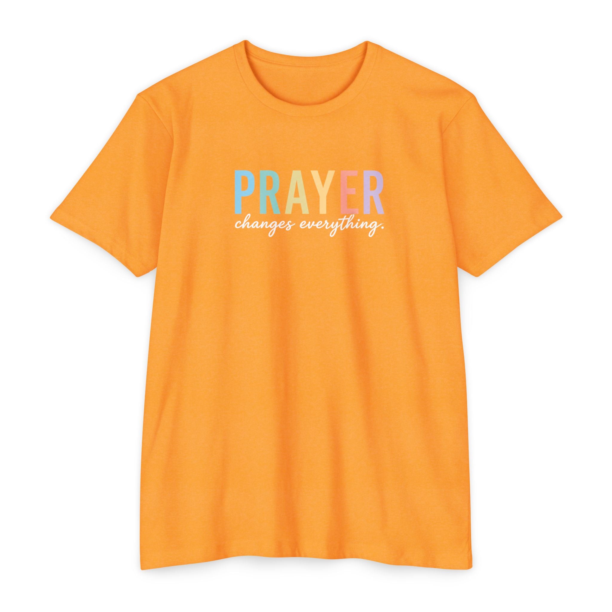 Womens Prayer Graphic T-Shirt — Colorful Typographic Faith Tee