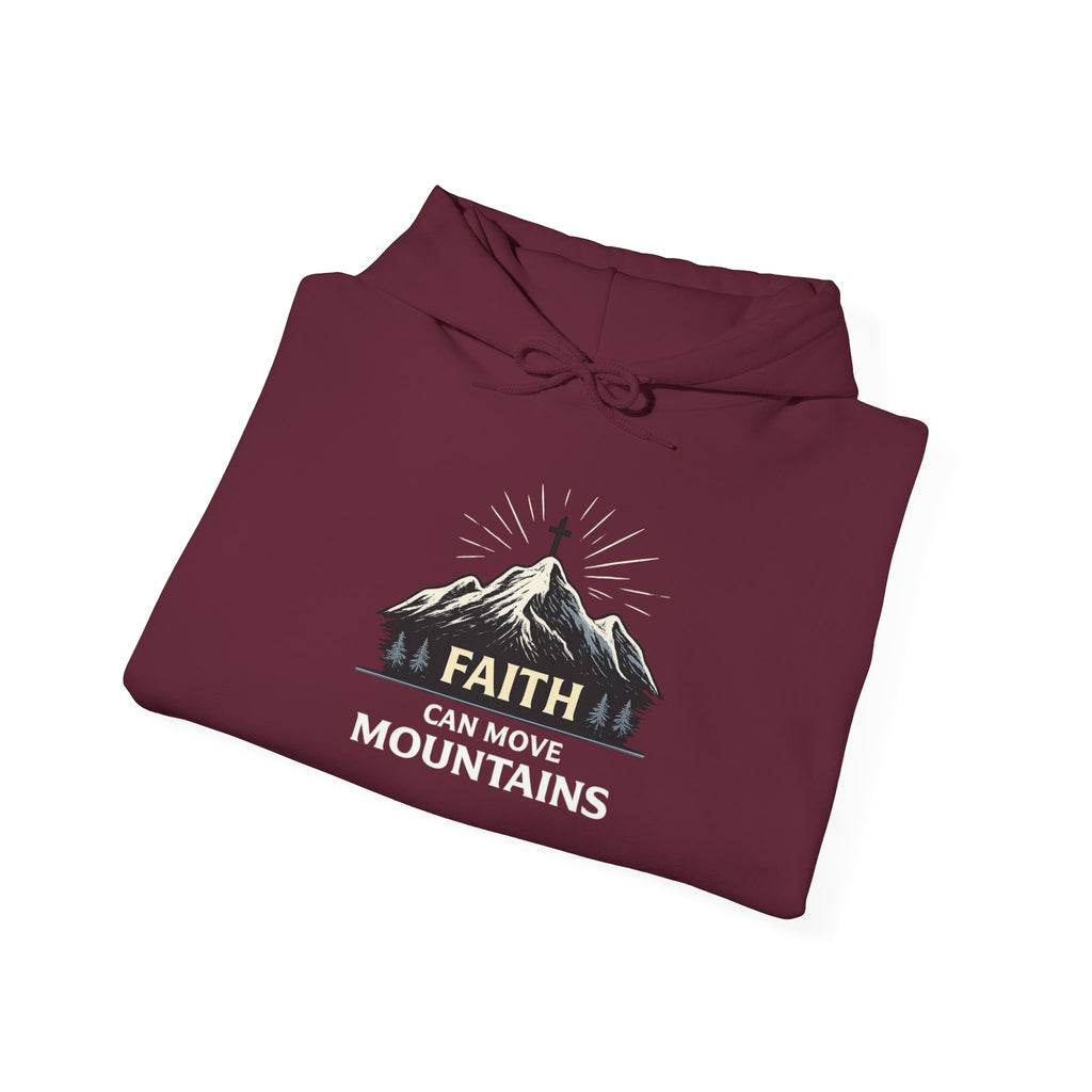 Womens Faith Can Move Mountains Hoodie — Christian Inspirational Mountain Graphic Hoodie