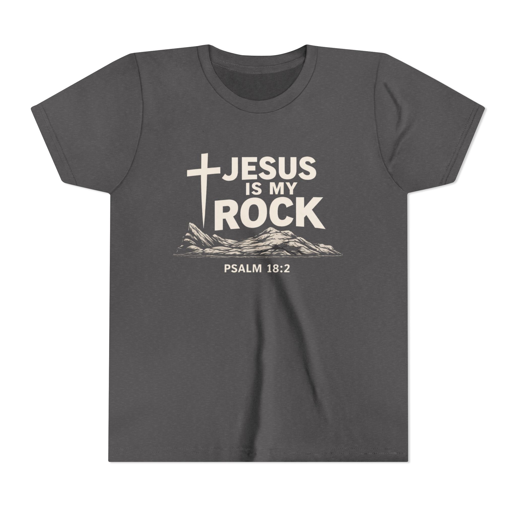 Girls Youth Tee — "Jesus Is My Rock" Psalm 18:2 Christian Kids T-Shirt