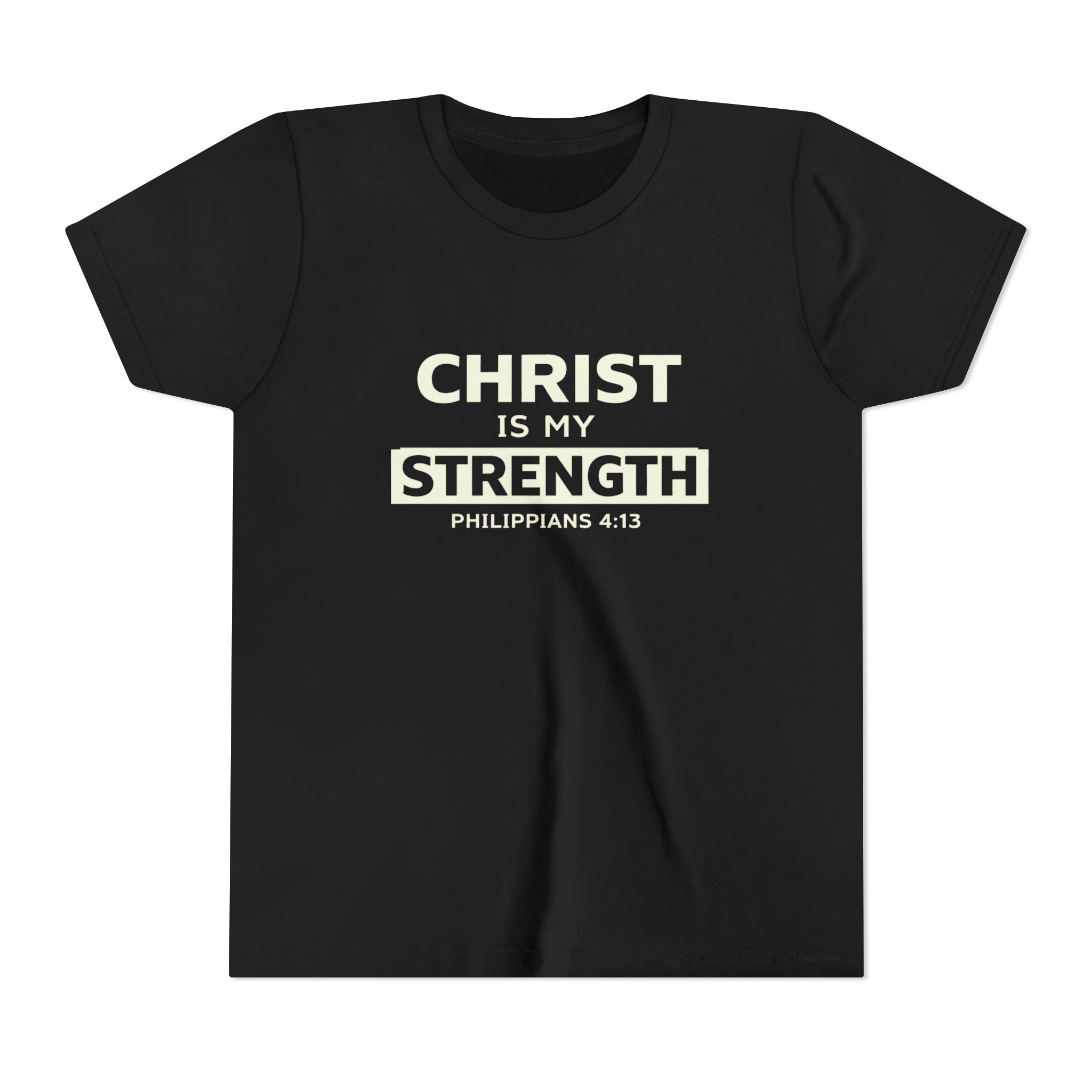 Boys Youth Tee - "Christ Is My Strength" Philippians 4:13 Christian Kids Shirt