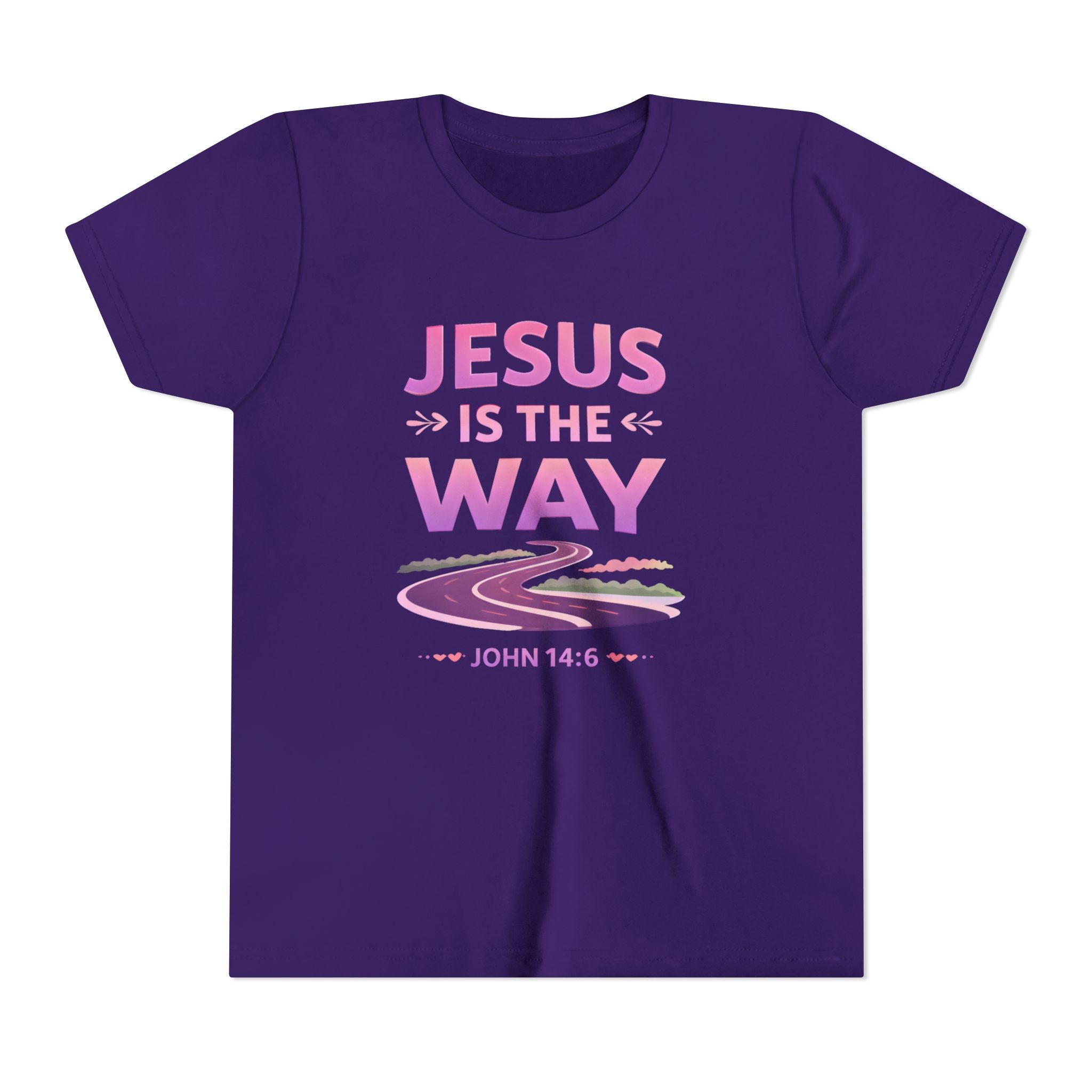 Girls Youth Tee — "Jesus Is The Way" Christian Kids T-Shirt (John 14:6)