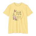 Womens Strength and Dignity Scripture Shirt | Floral Bible Verse Tee