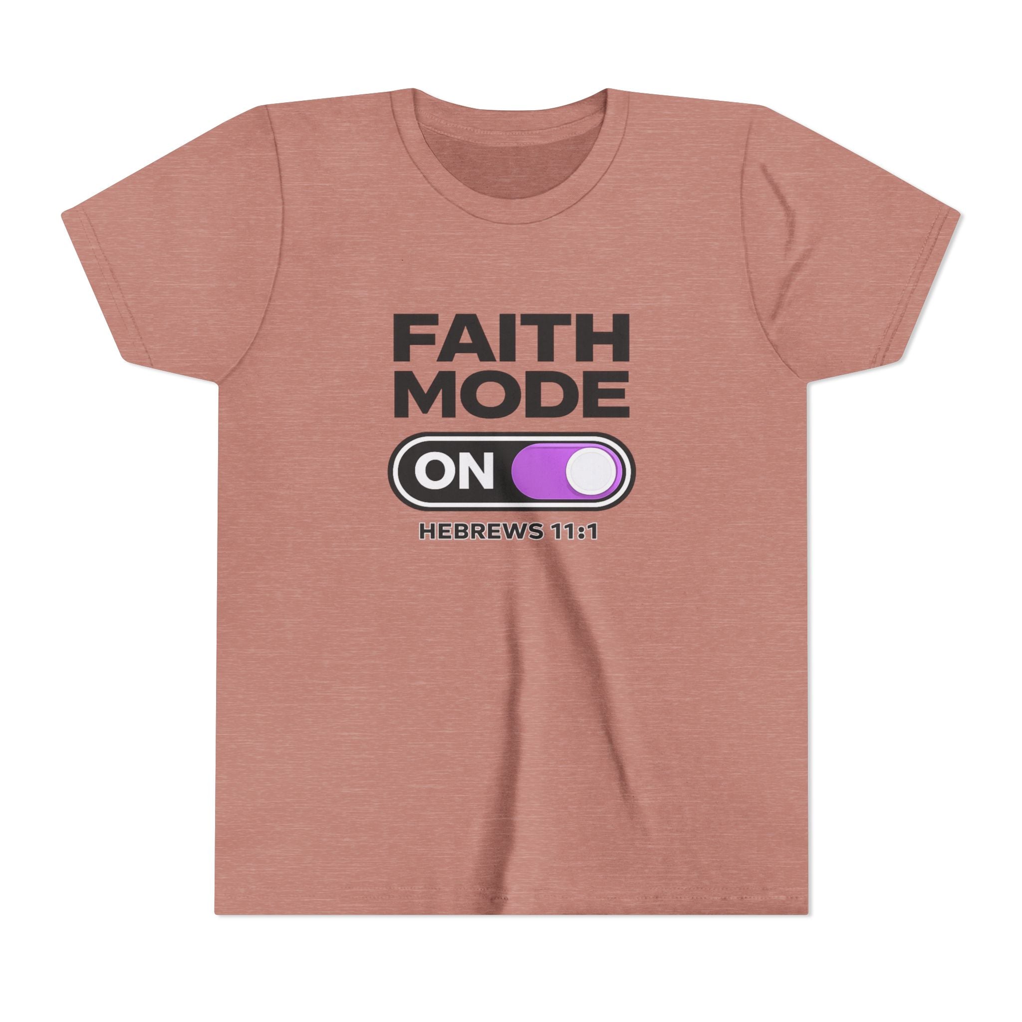 Faith Mode On Youth Tee — Hebrews 11:1 Christian Kids Shirt