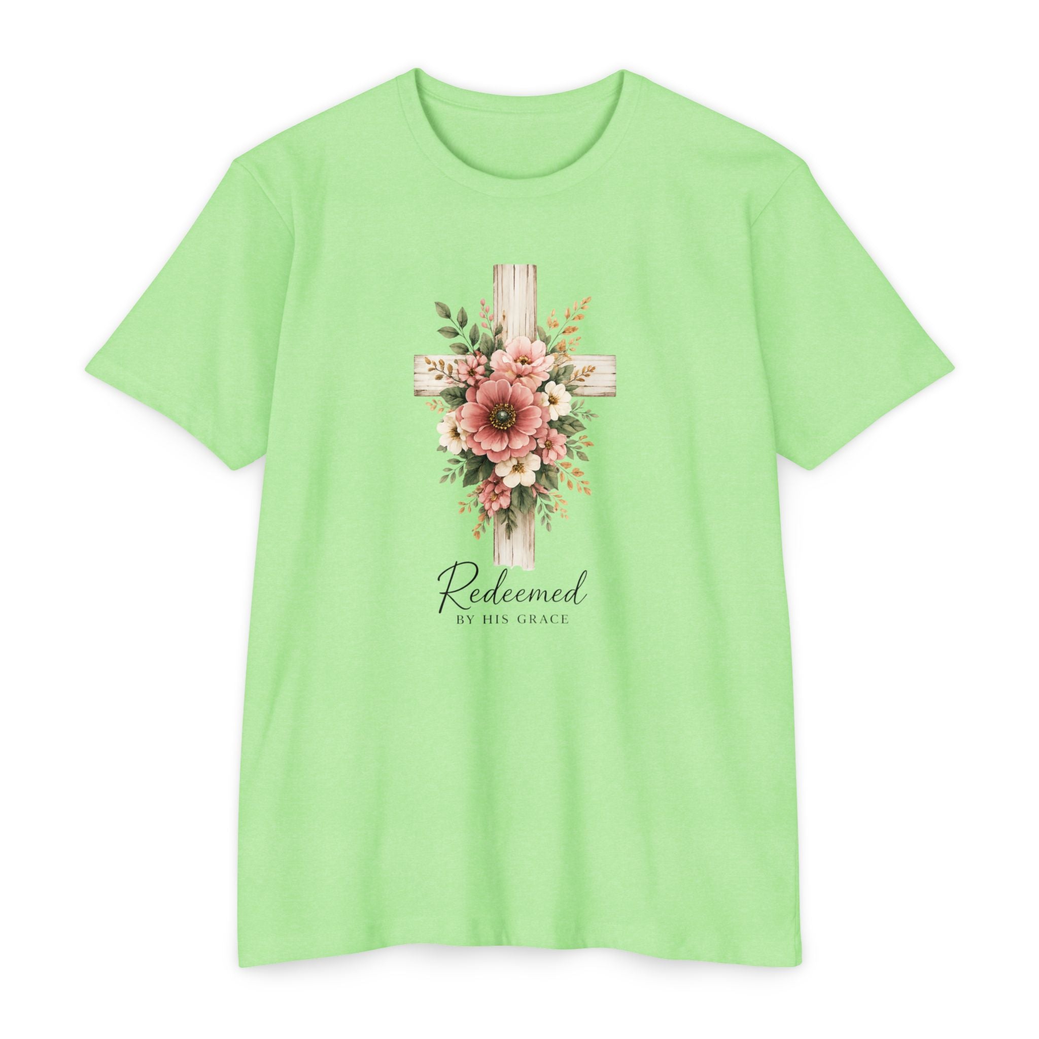Womens Floral Cross Bouquet T-shirt | Botanical Flower Cross Graphic
