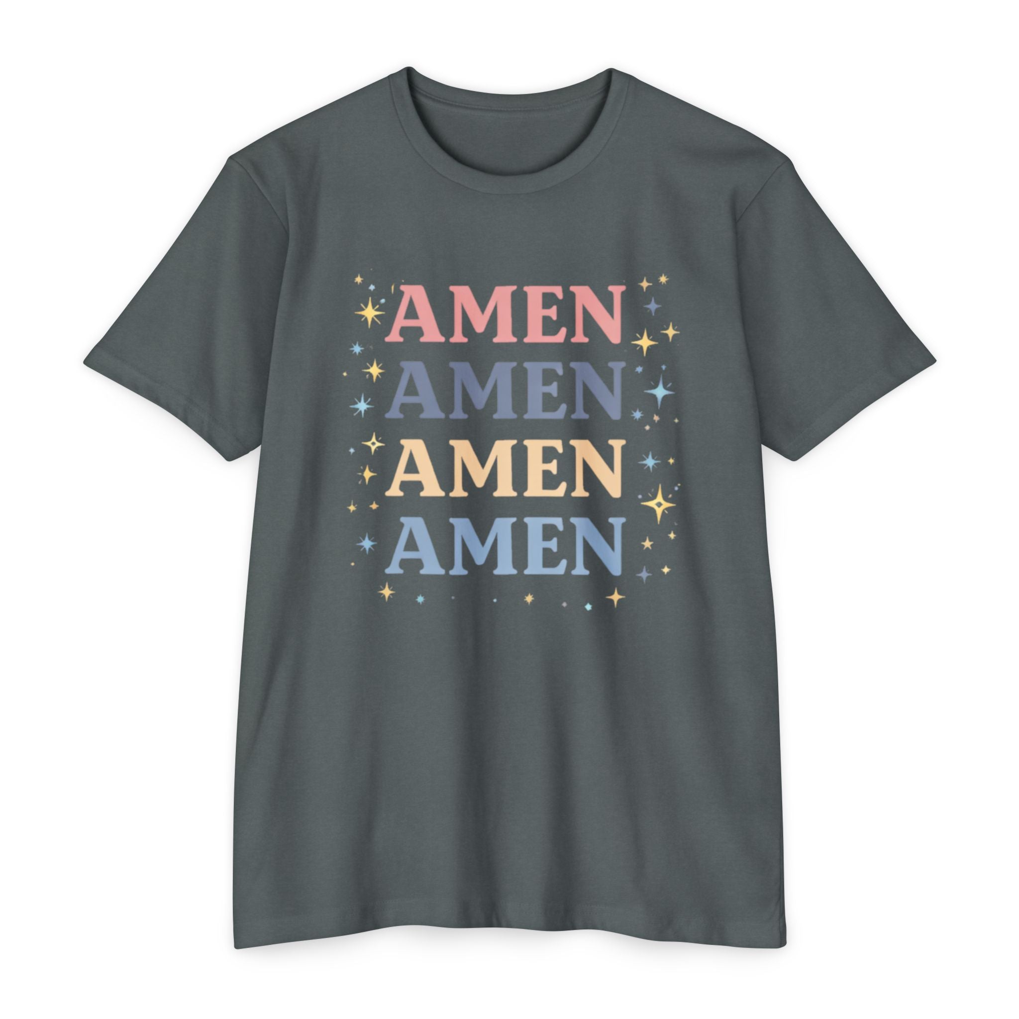 Amen Stack Retro Graphic T-Shirt — Colorful Faith Tee