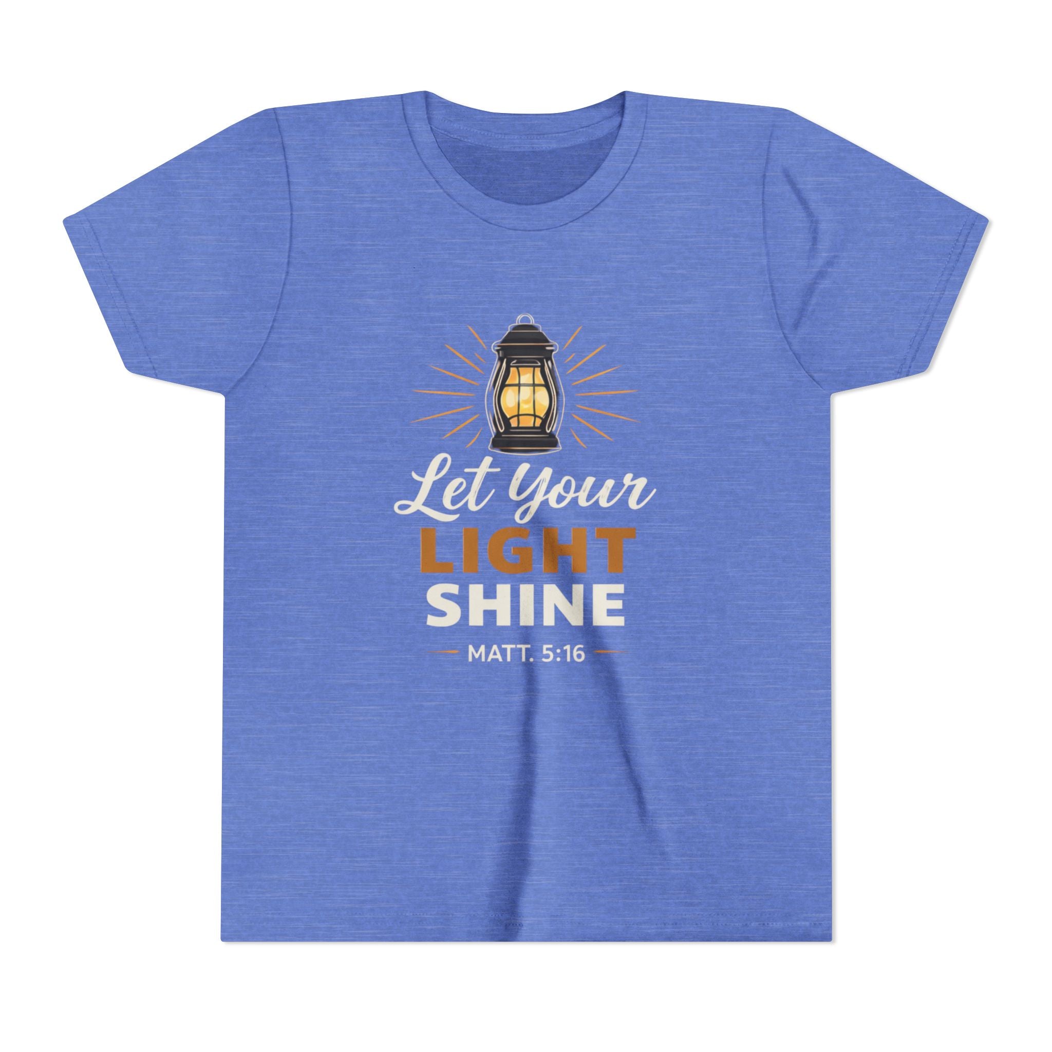 Boys Youth Tee — "Let Your Light Shine" Christian Lantern Shirt (Matt. 5:16)