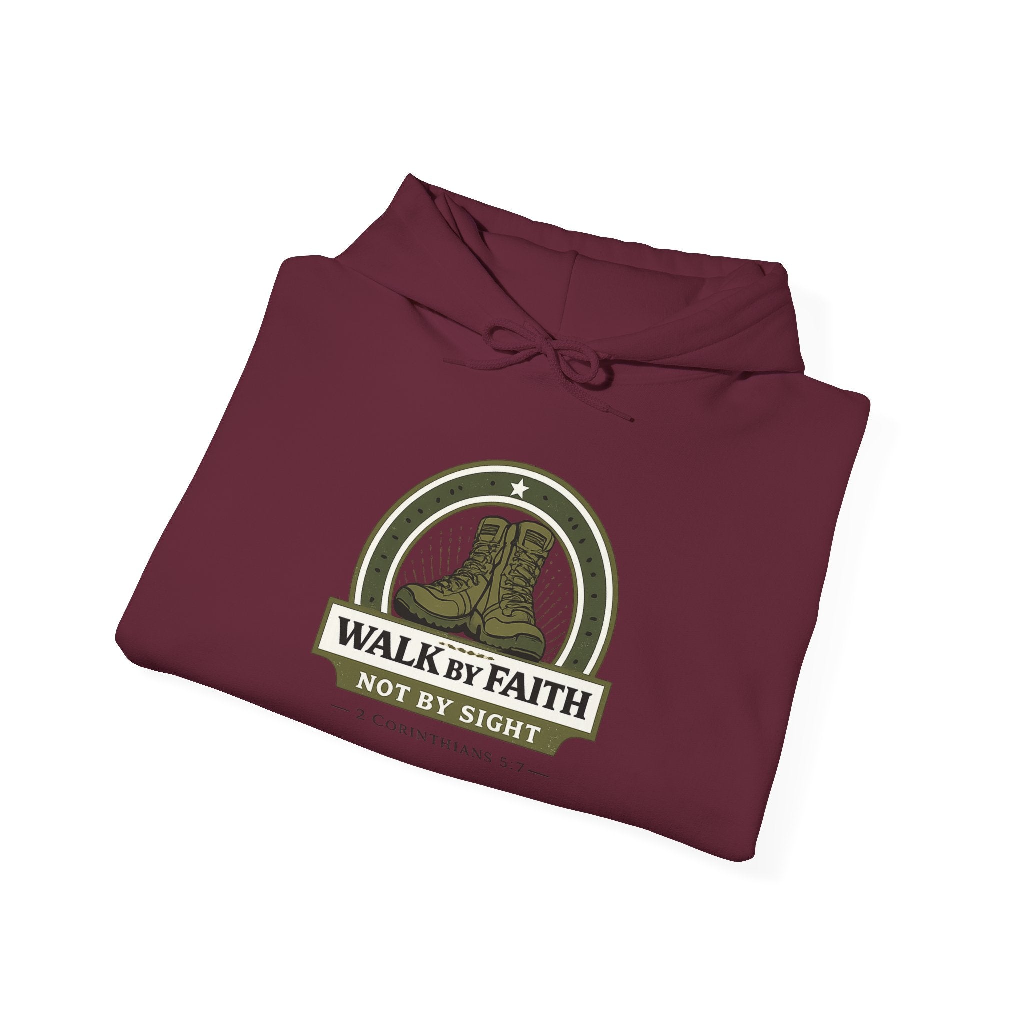 Mens Walk By Faith Hoodie – Inspirational Christian Faith Sweatshirt