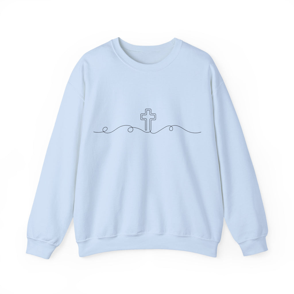 Womens Minimal Cross Line Crewneck Sweatshirt