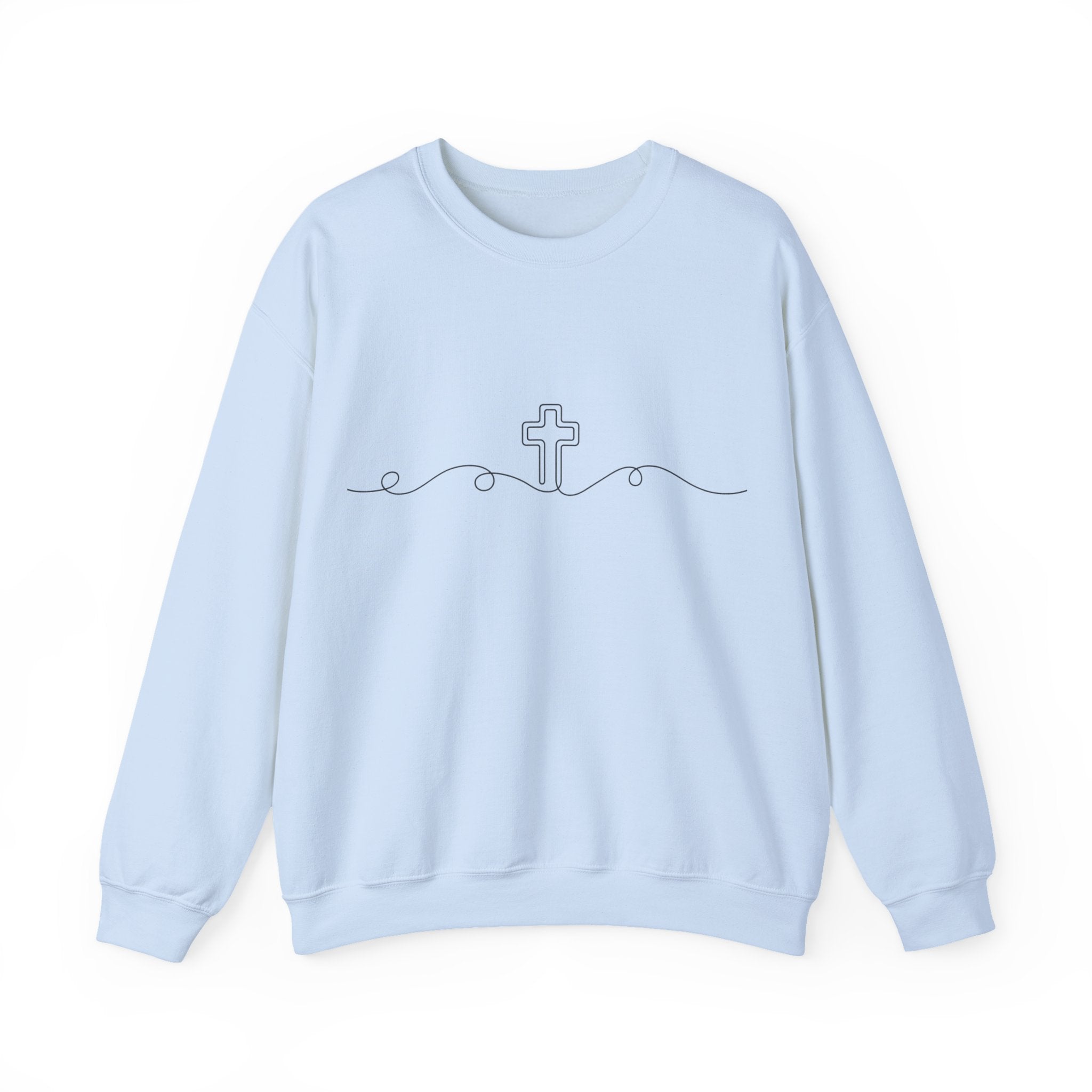 Womens Minimal Cross Line Crewneck Sweatshirt