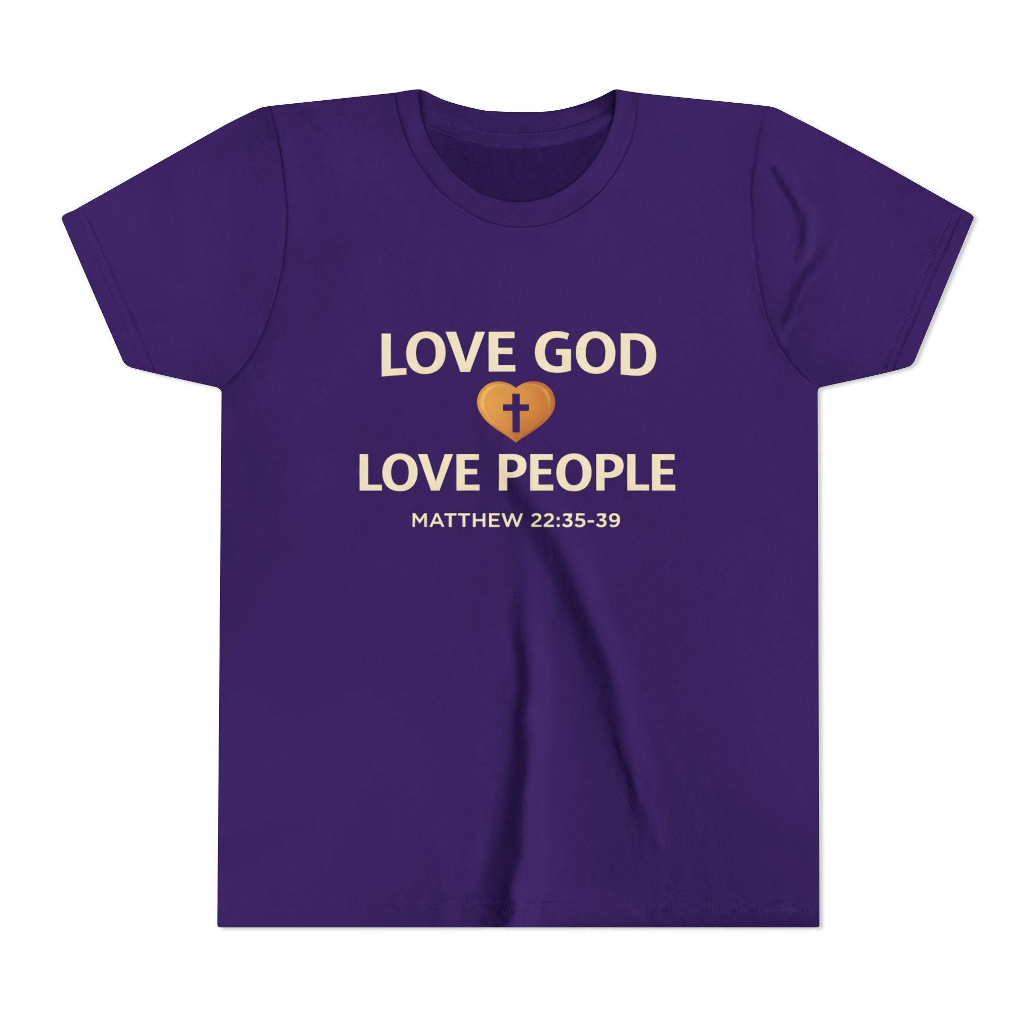 Boys Youth Tee — "Love God Love People" Bible Verse Matthew 22:37-39 Christian Kids Shirt