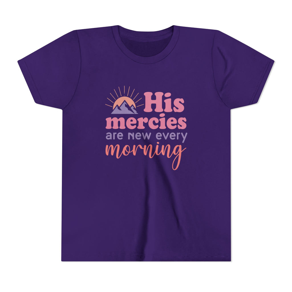 Girls Tee “His Mercies Are New Every Morning” Inspirational Christian Kids Shirt