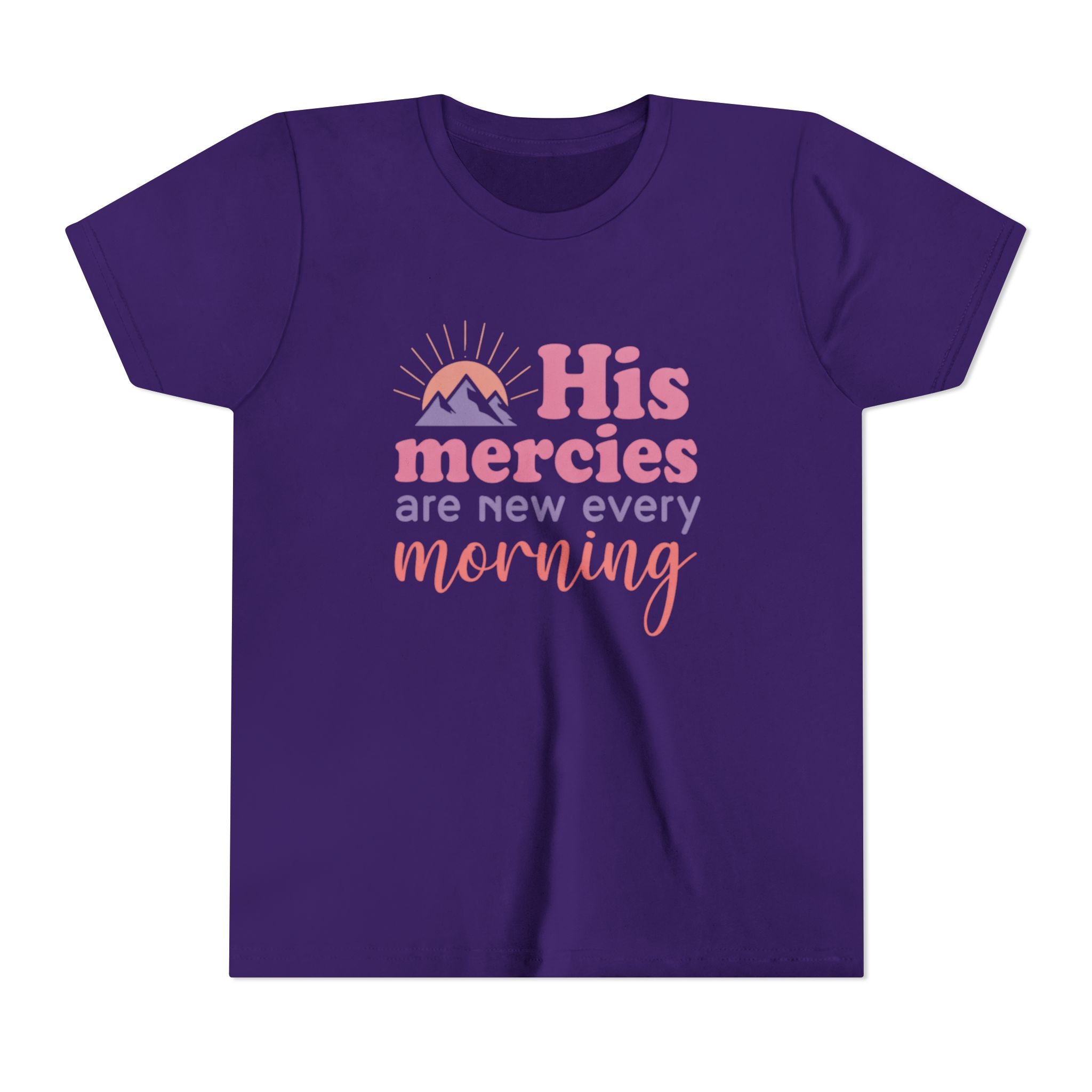Girls Tee “His Mercies Are New Every Morning” Inspirational Christian Kids Shirt