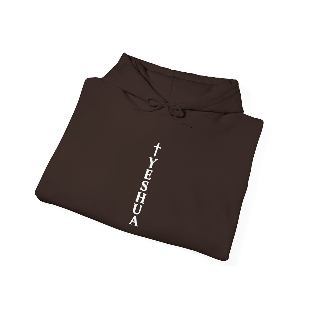 Womens Hoodie  Minimal Vertical "TYESHUA" Cross Design | Christian Faith Pullover