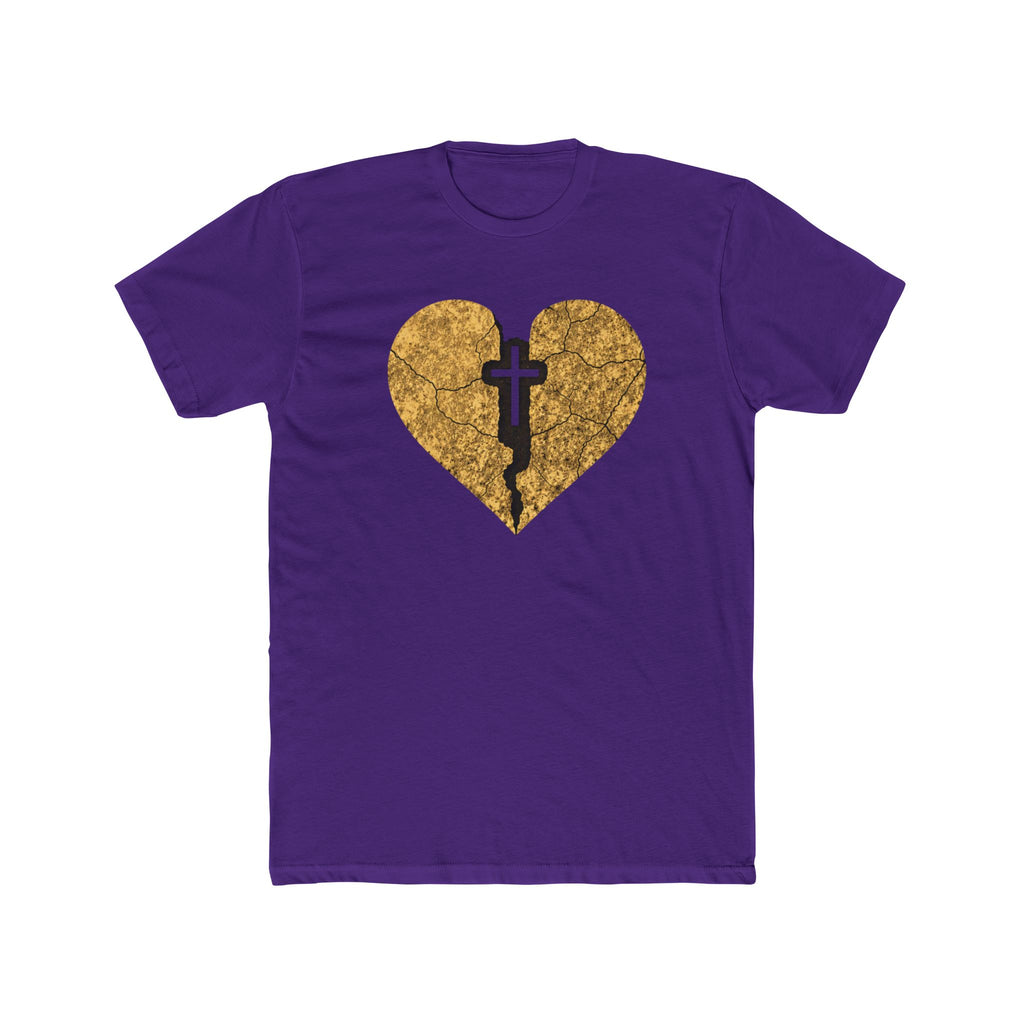 Cracked Gold Heart with Cross T-Shirt | Christian Faith Tee