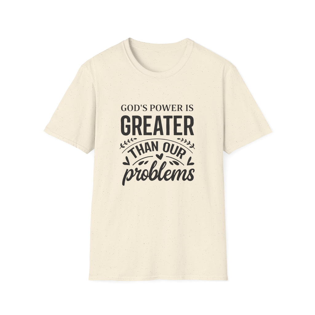 Womens Christian Faith T-Shirt — "God's Power Is Greater Than Our Problems" Inspirational Tee