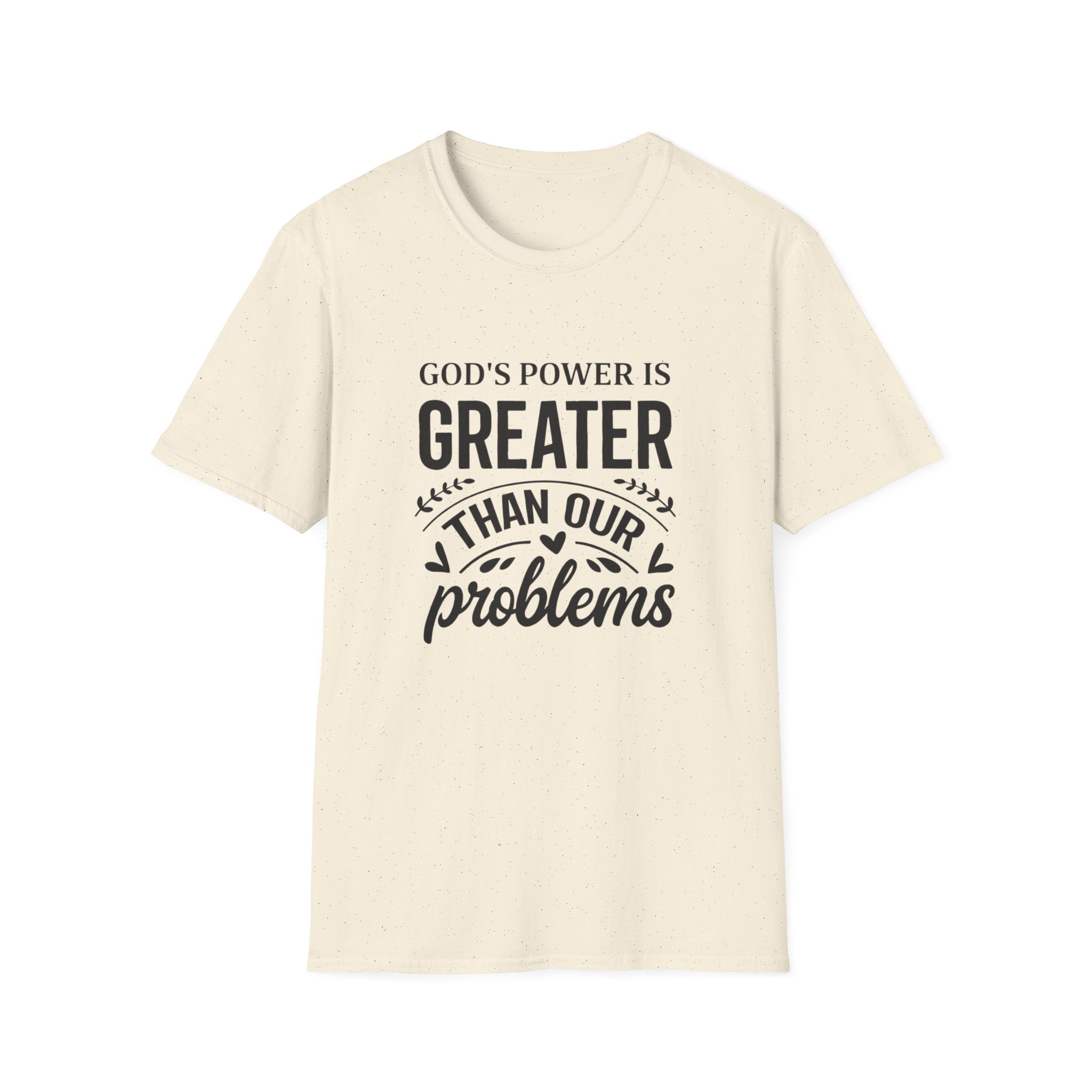 Womens Christian Faith T-Shirt — "God's Power Is Greater Than Our Problems" Inspirational Tee