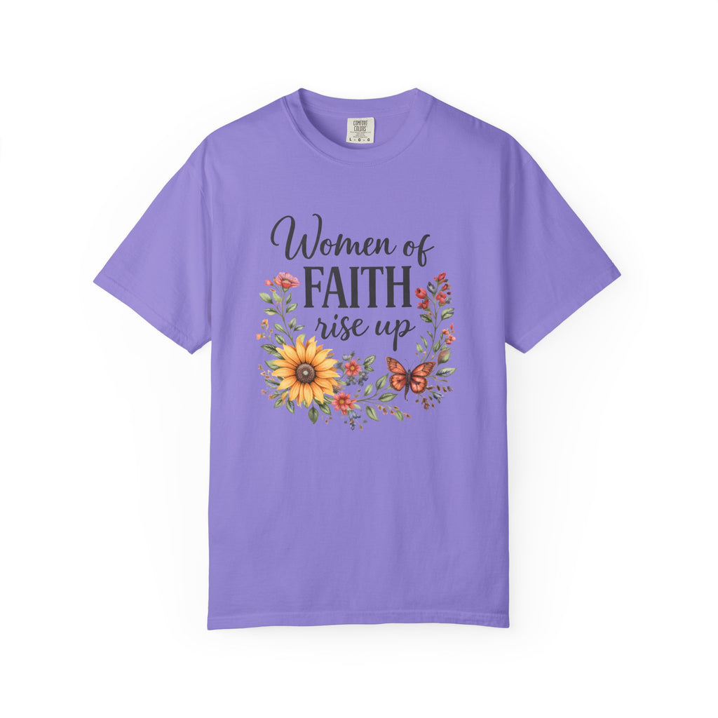 Women of Faith Rise Up T-Shirt — Floral Christian Inspirational Tee