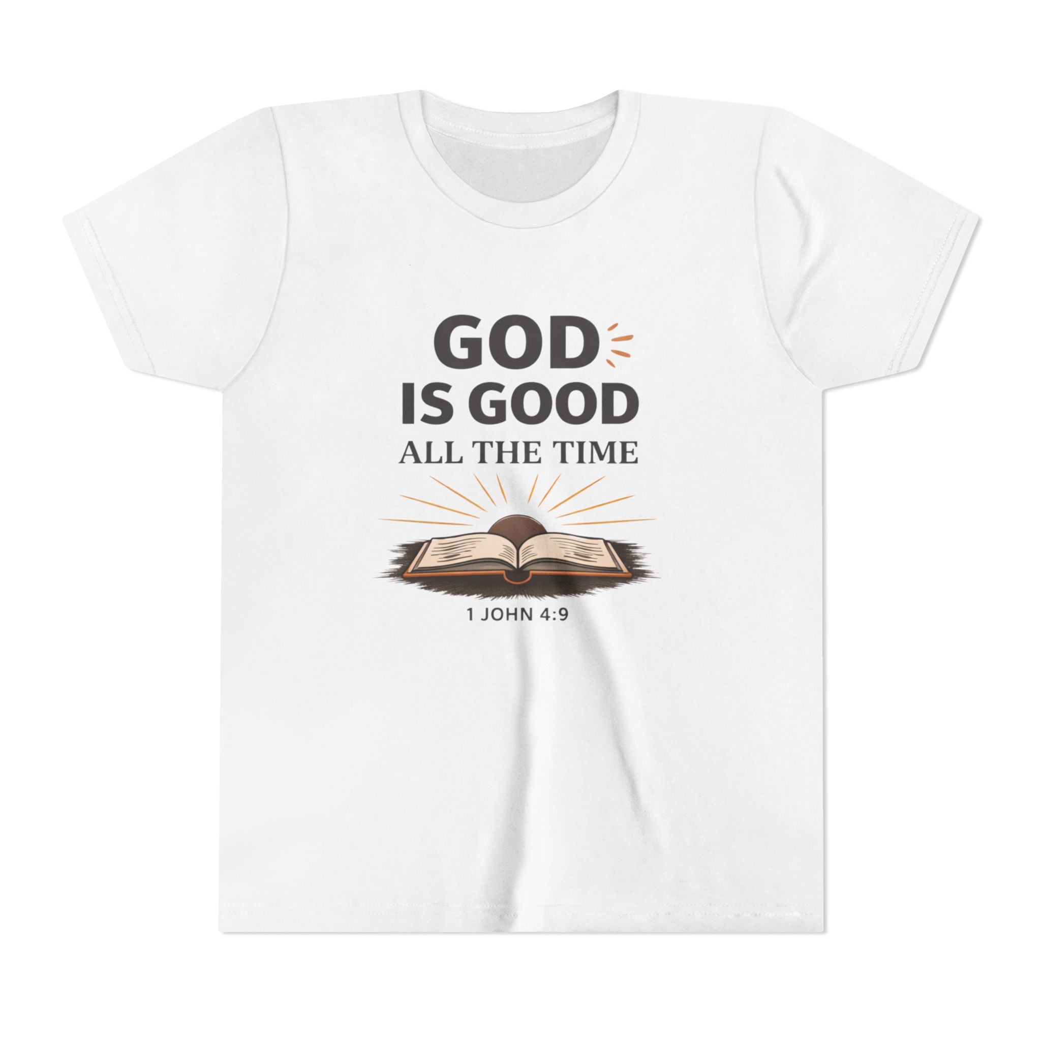 Boys Youth T-Shirt — "God Is Good All The Time" Bible Verse Tee (1 John 4:9)