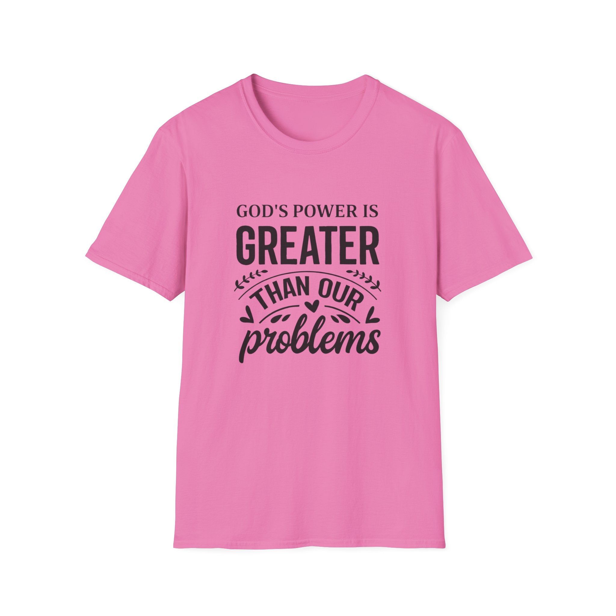 Womens Christian Faith T-Shirt — "God's Power Is Greater Than Our Problems" Inspirational Tee