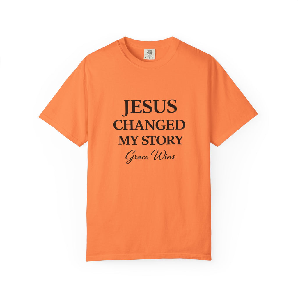 Christian T-Shirt — "Jesus Changed My Story" Inspirational Graphic Tee